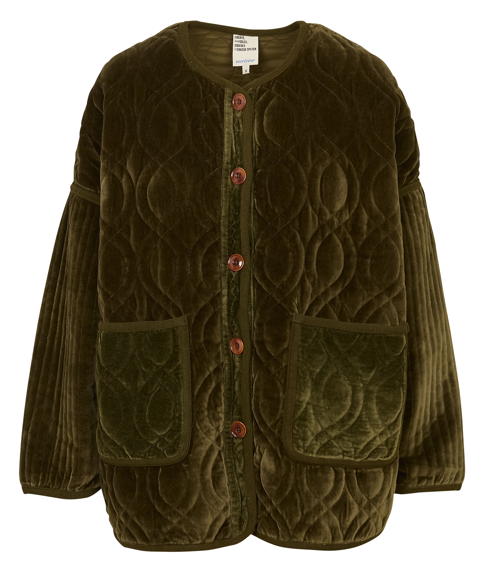 Round-neck cotton jacket SACRECOEUR Green