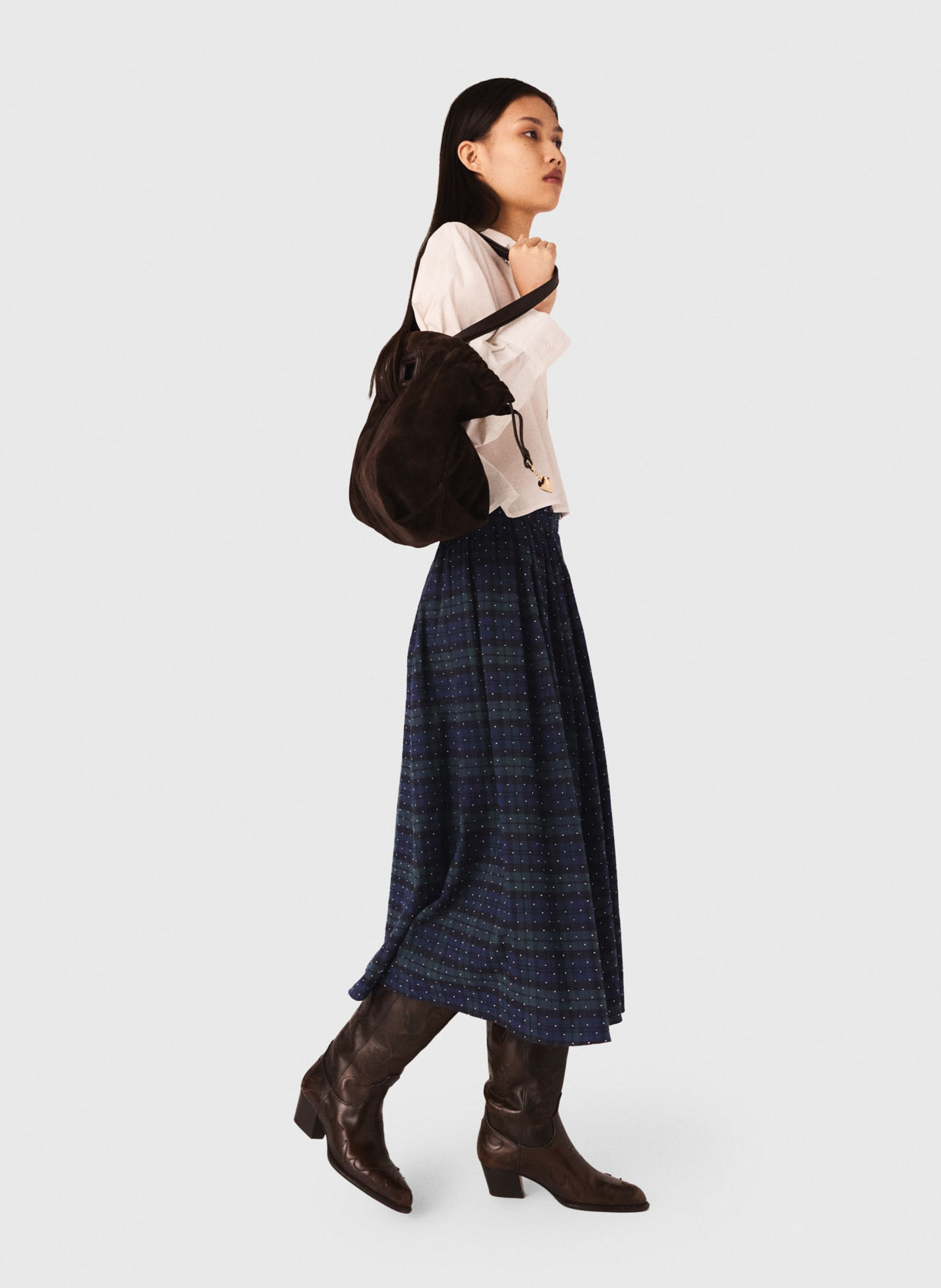 Halflange, katoenen rok MAJE Blauw