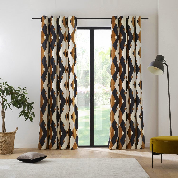 Curtain with black eyelets MADURA Yellow