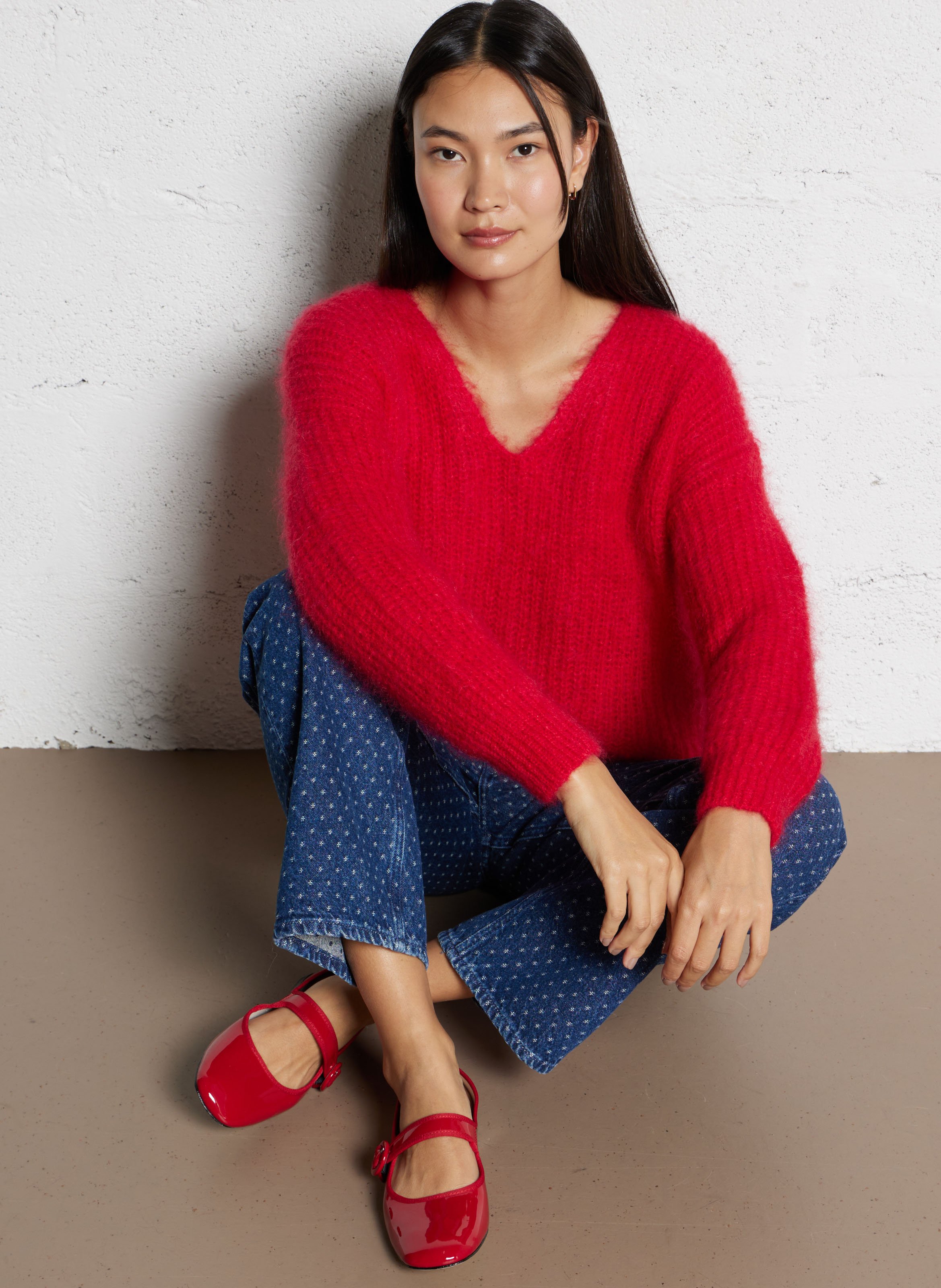 Babies en cuir vernis Rouge