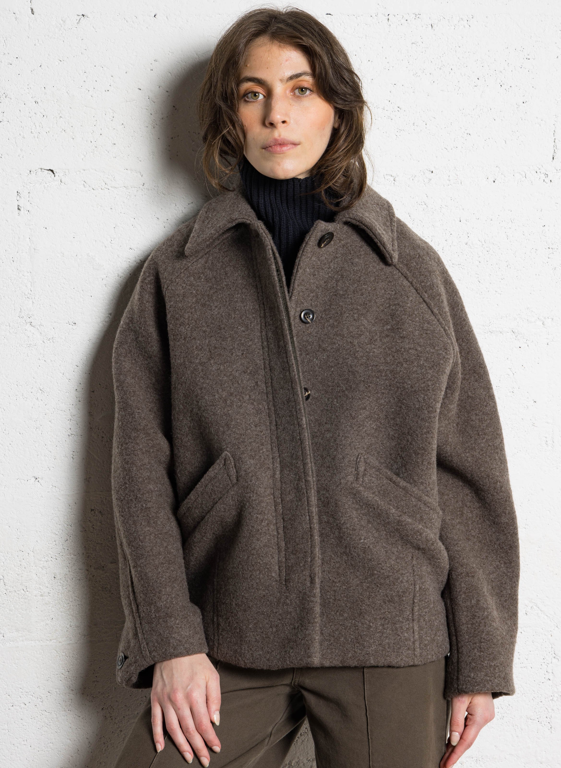 Manteau court en laine mélangée SOEUR Gris