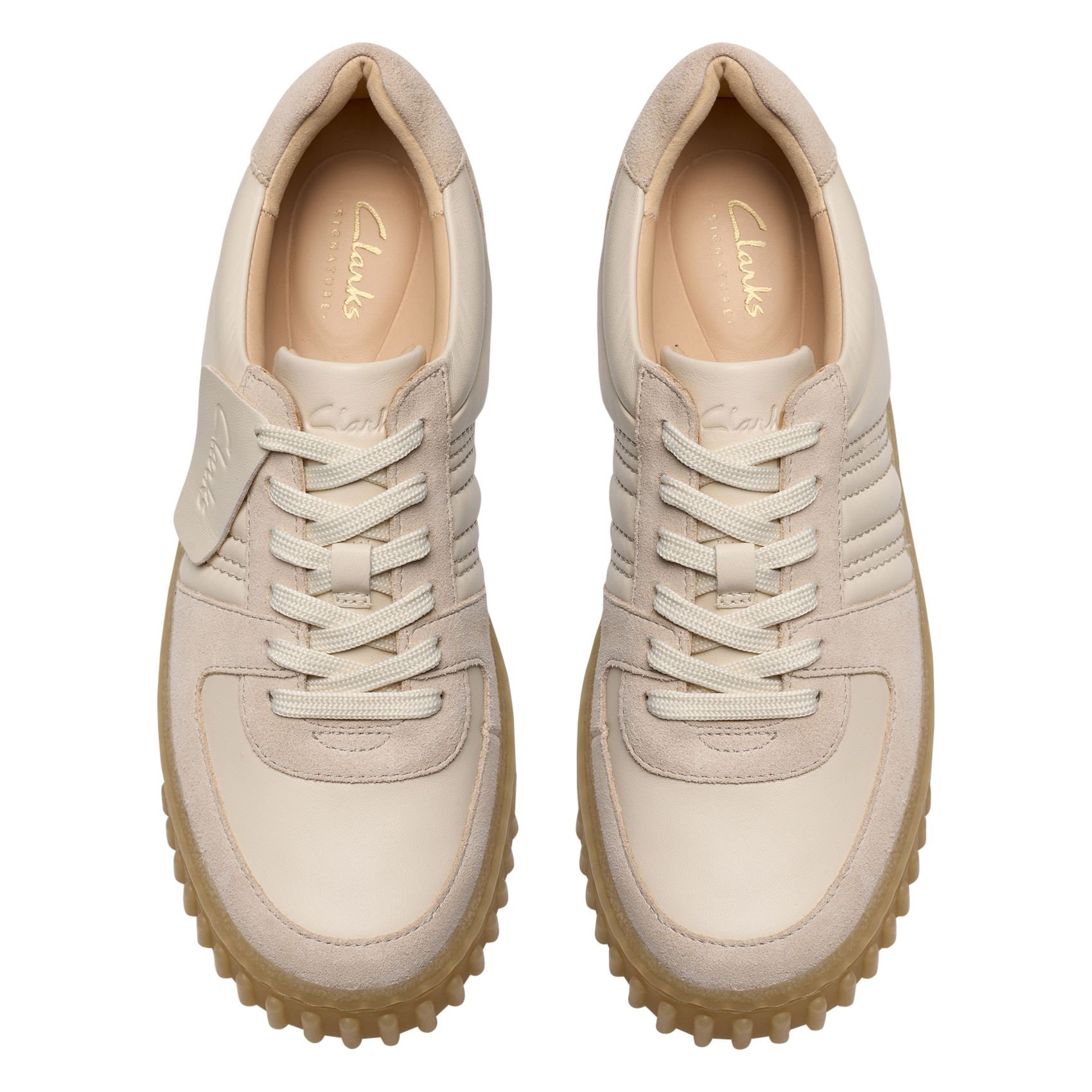 Baskets basses à lacets en cuir CLARKS Beige