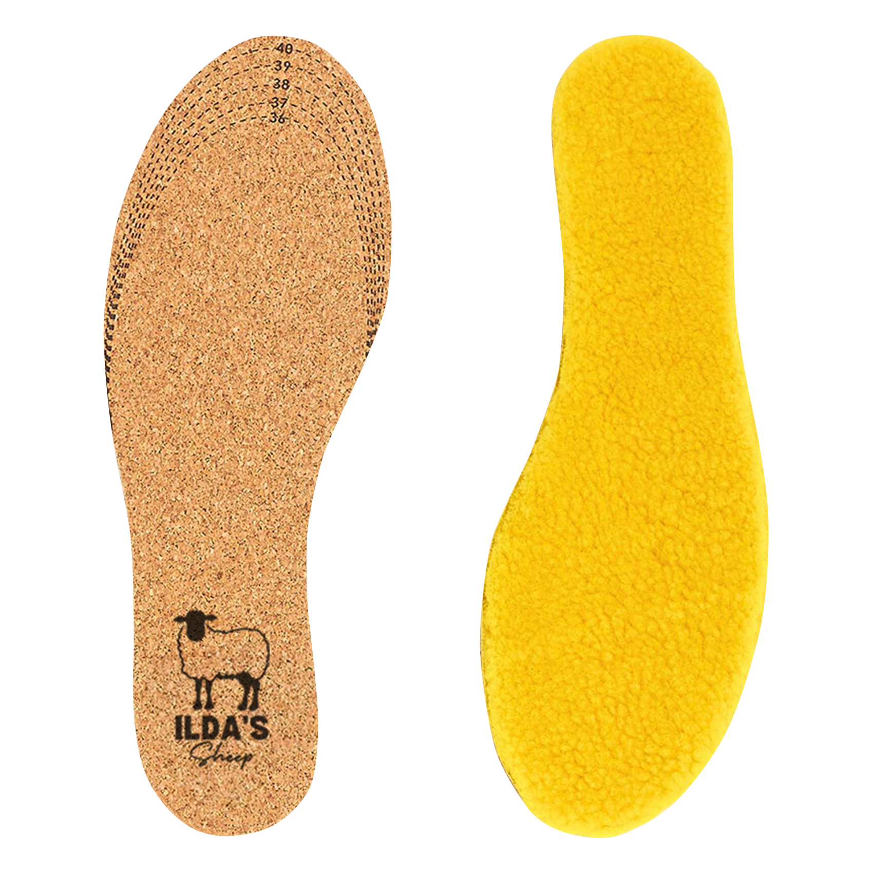 Einlegesohlen aus Merinowolle und Kork ILDA'S SHEEP Gelb