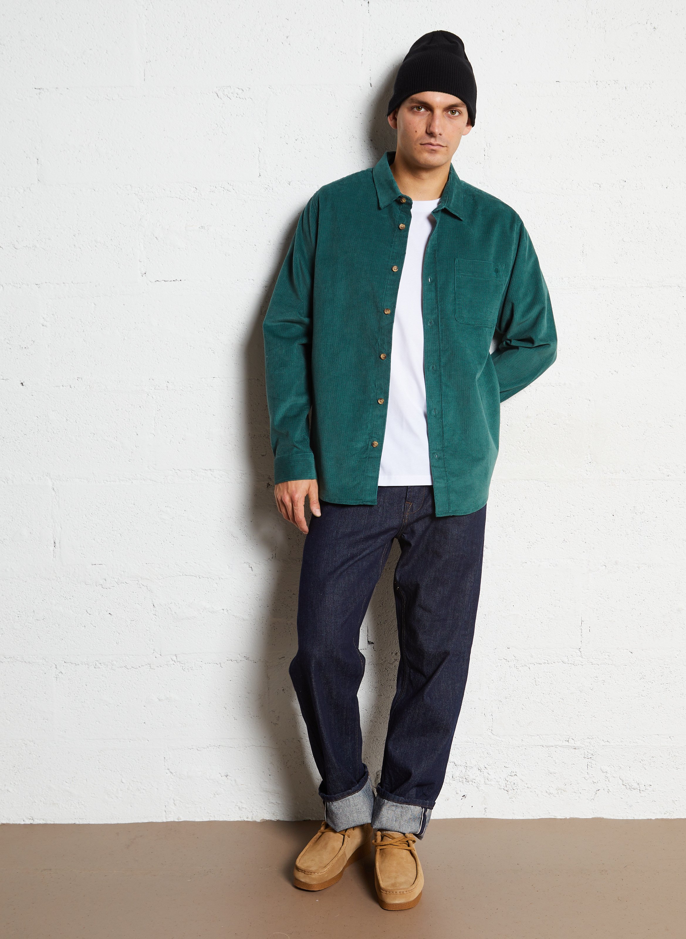 Surchemise col classique en coton FAGUO Vert