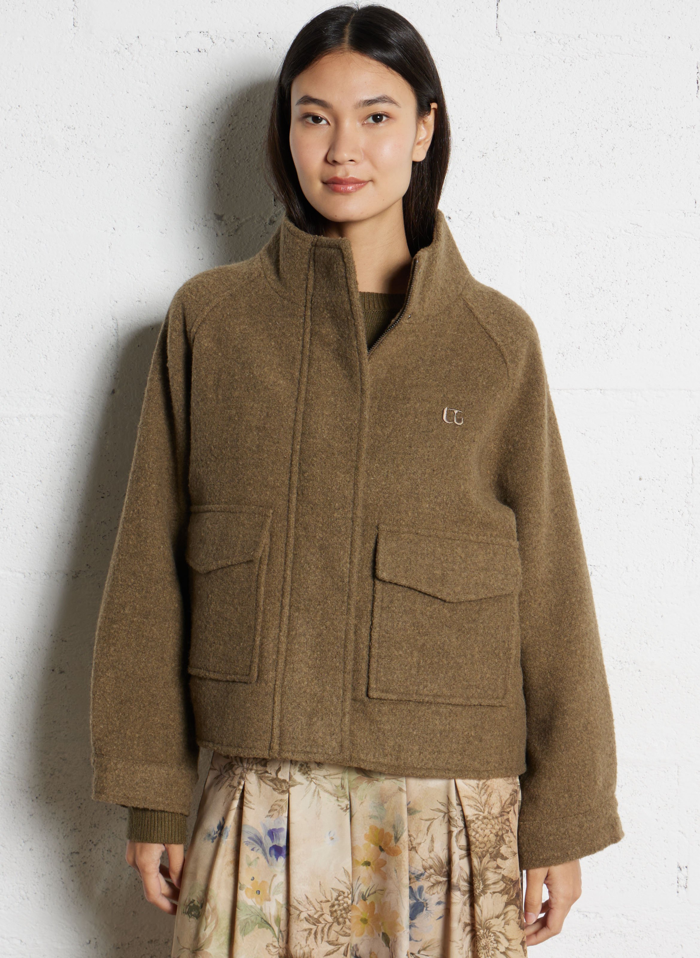 Veste droite unie col montant LE TEMPS DES CERISES Blanc