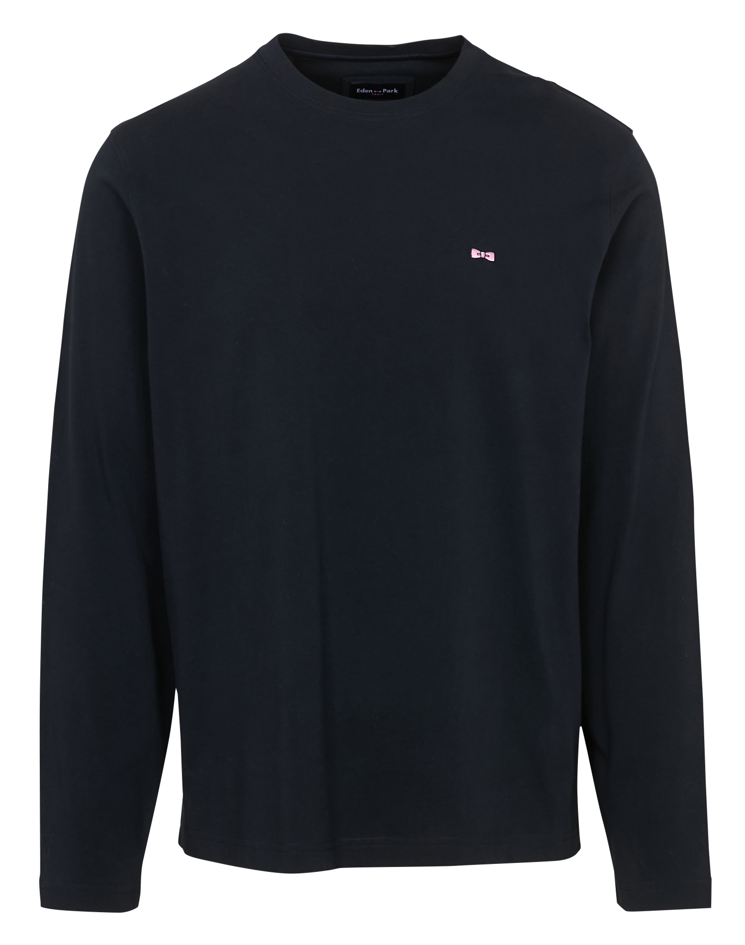 Tee-shirt droit col rond brodé en coton EDEN PARK Bleu