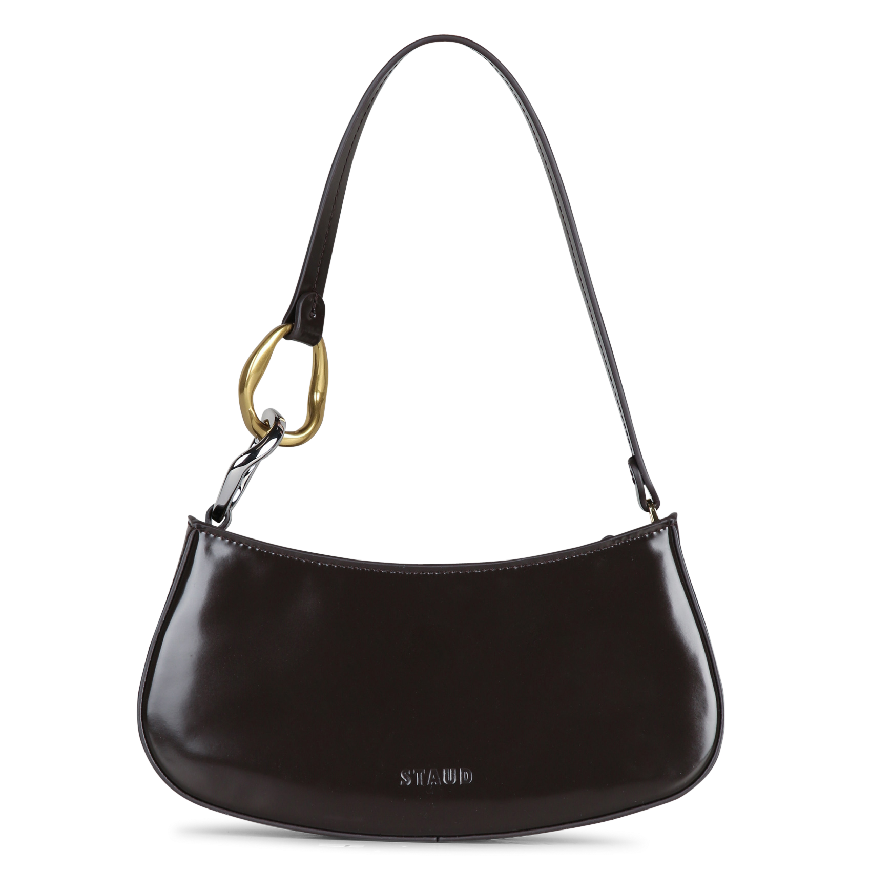 Sac baguette zippé en cuir STAUD