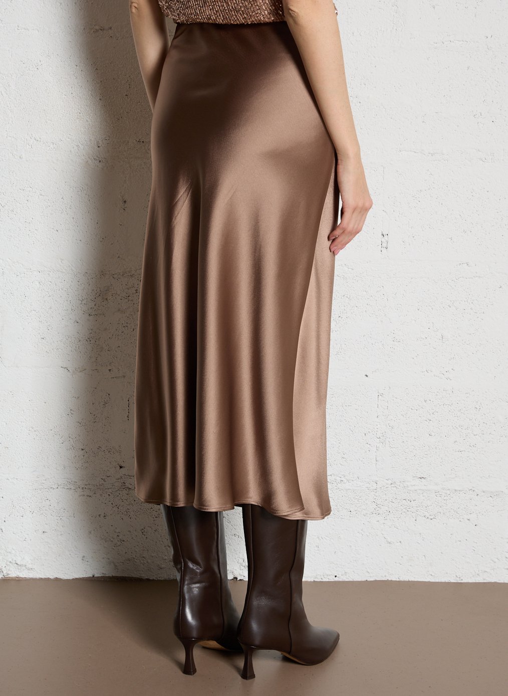 Jupe midi fluide en satin MAISON 123 Gris