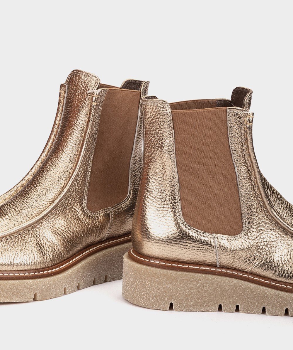 Platinum metallic leather ankle boots PEDRO MIRALLES Golden