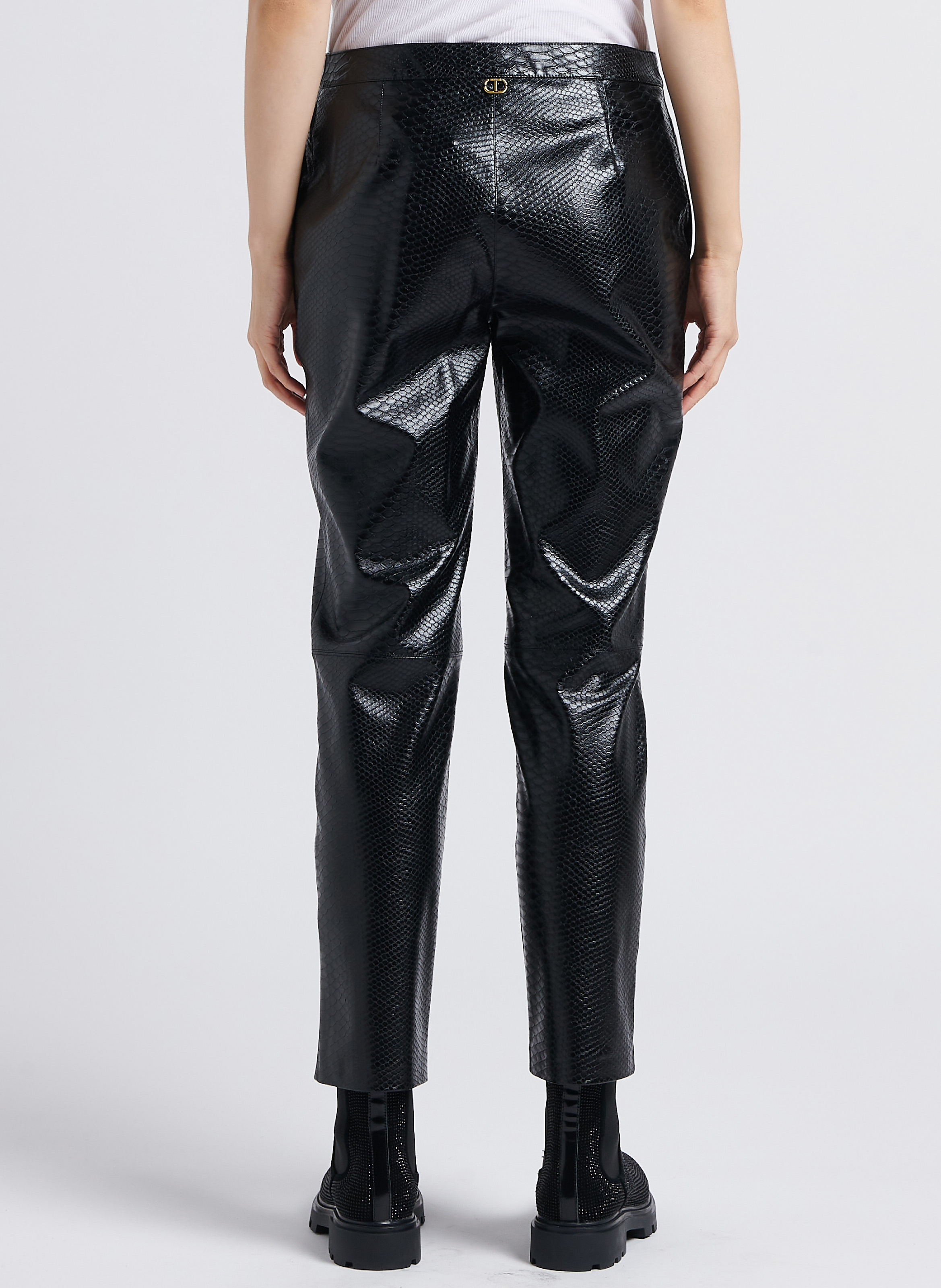 Mock croc straight-leg pants TWINSET Black