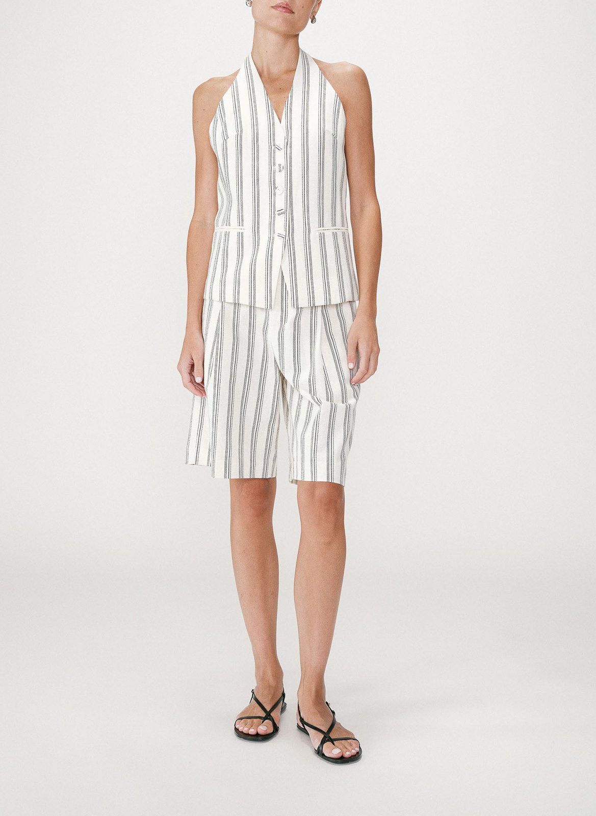 Top col v à rayures GRACE ET MILA Weiss