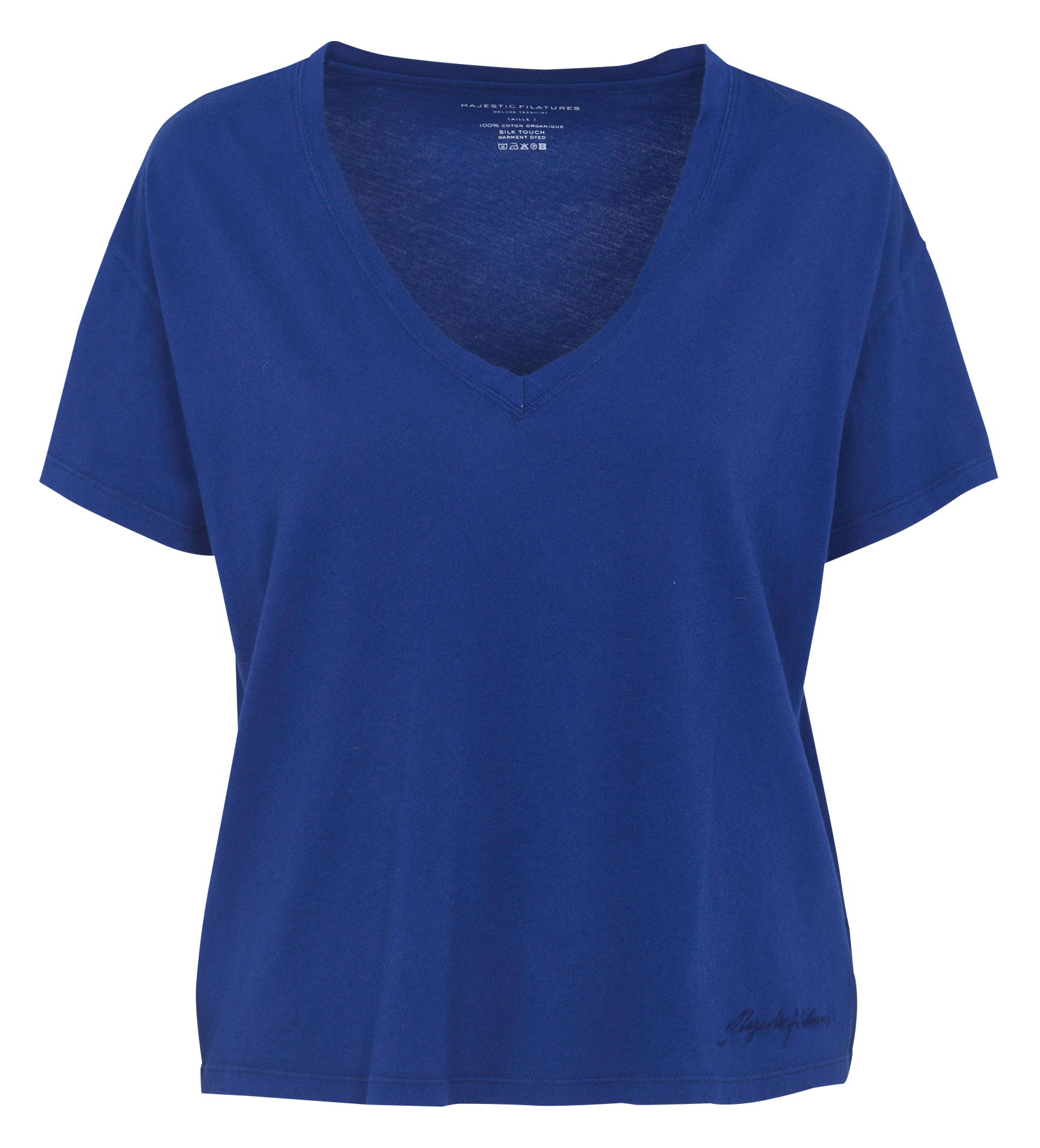 Tee-shirt short sleeves V-neck plain MAJESTIC FILATURES