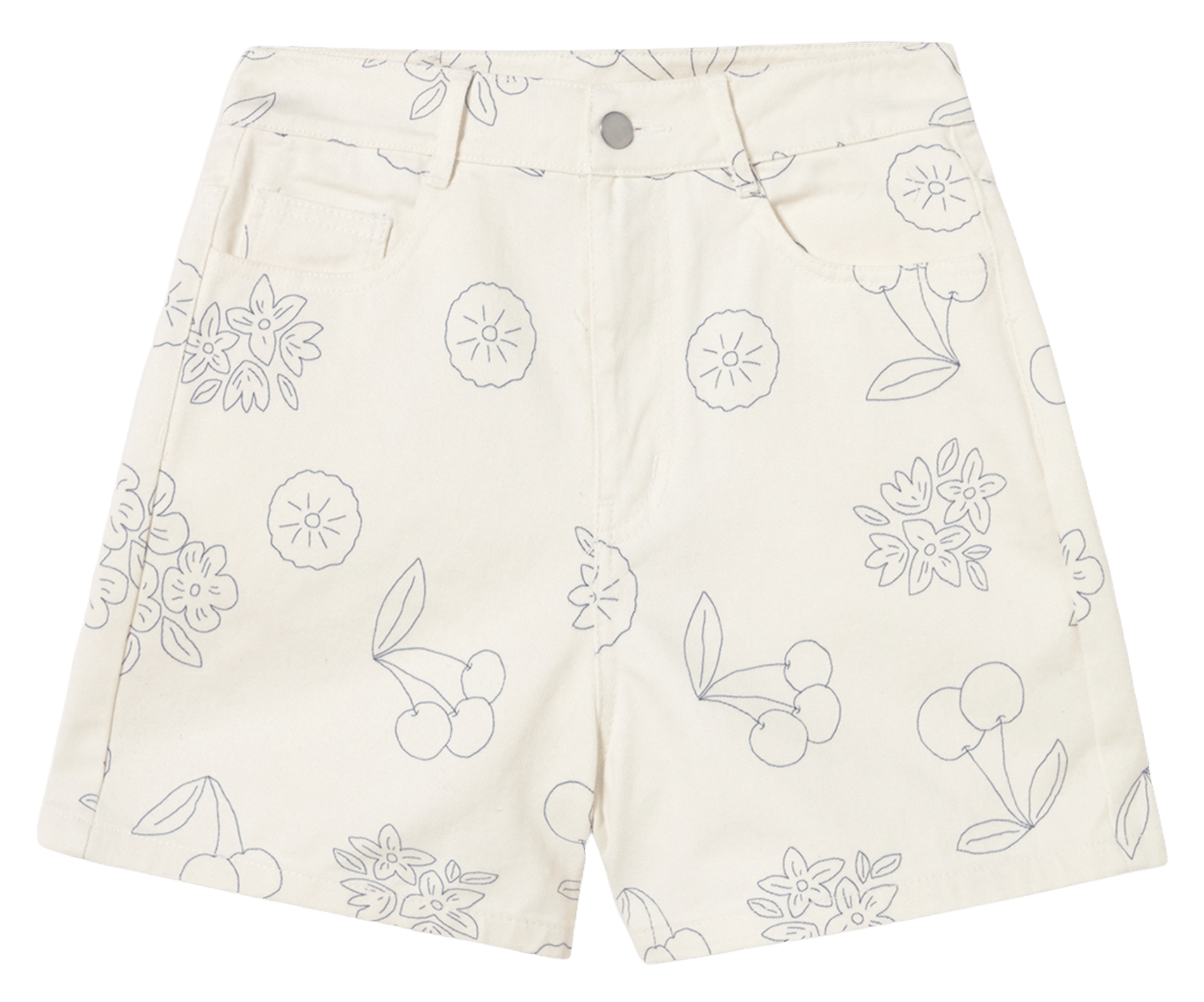Gerade geschnittene Baumwollshorts mit Print THE TINY BIG SISTER Weiss