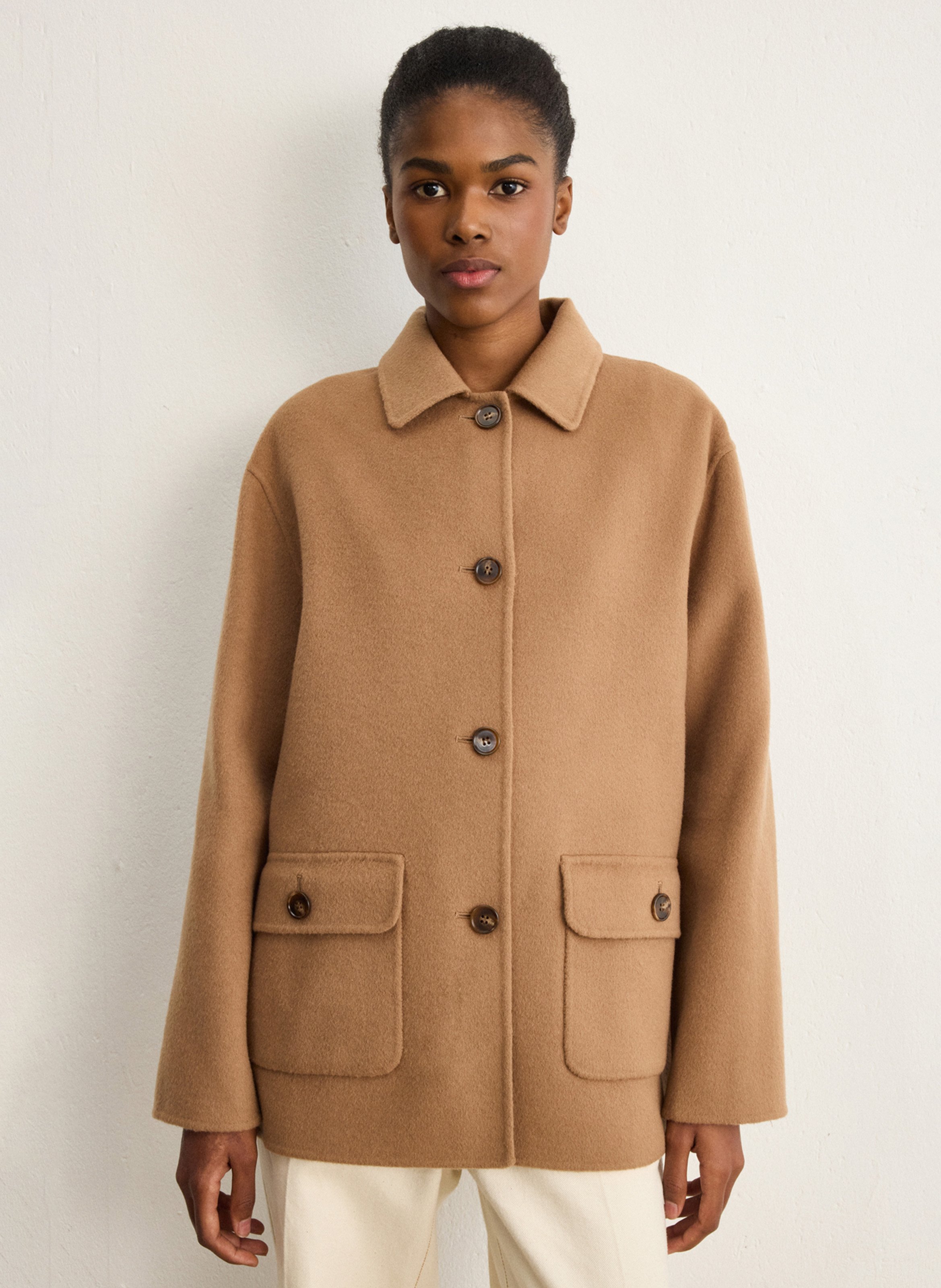Manteau en laine col classique PABLO Brown