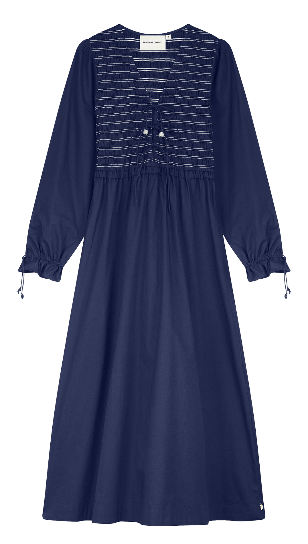 Robe longue col V en coton bio FABIENNE CHAPOT Blu