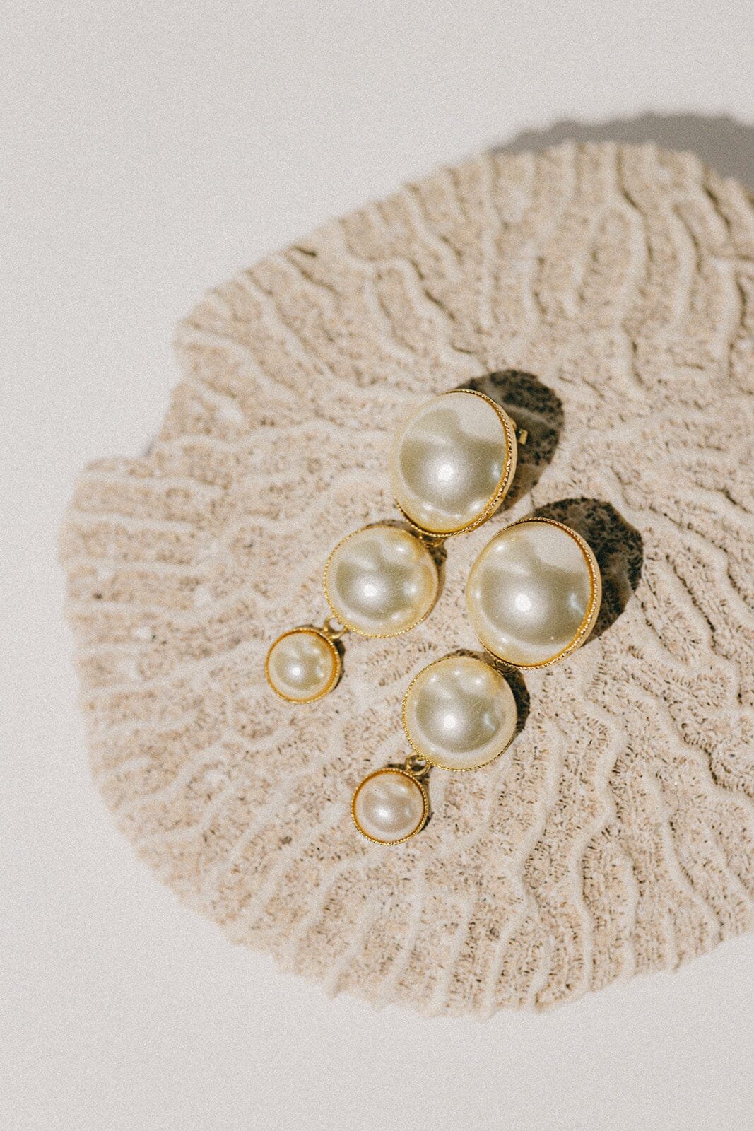 Dangling silver-plated pearl stud earrings MONSIEUR SIMONE Golden