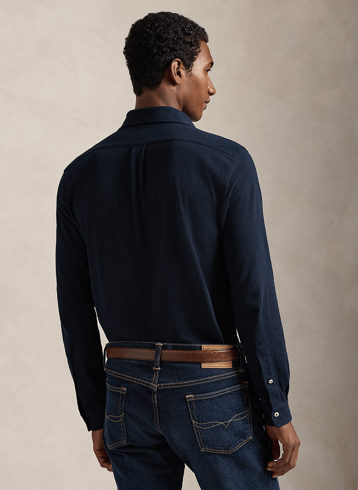 Chemise col américain regular-fit en piqué de coton POLO RALPH LAUREN Bleu