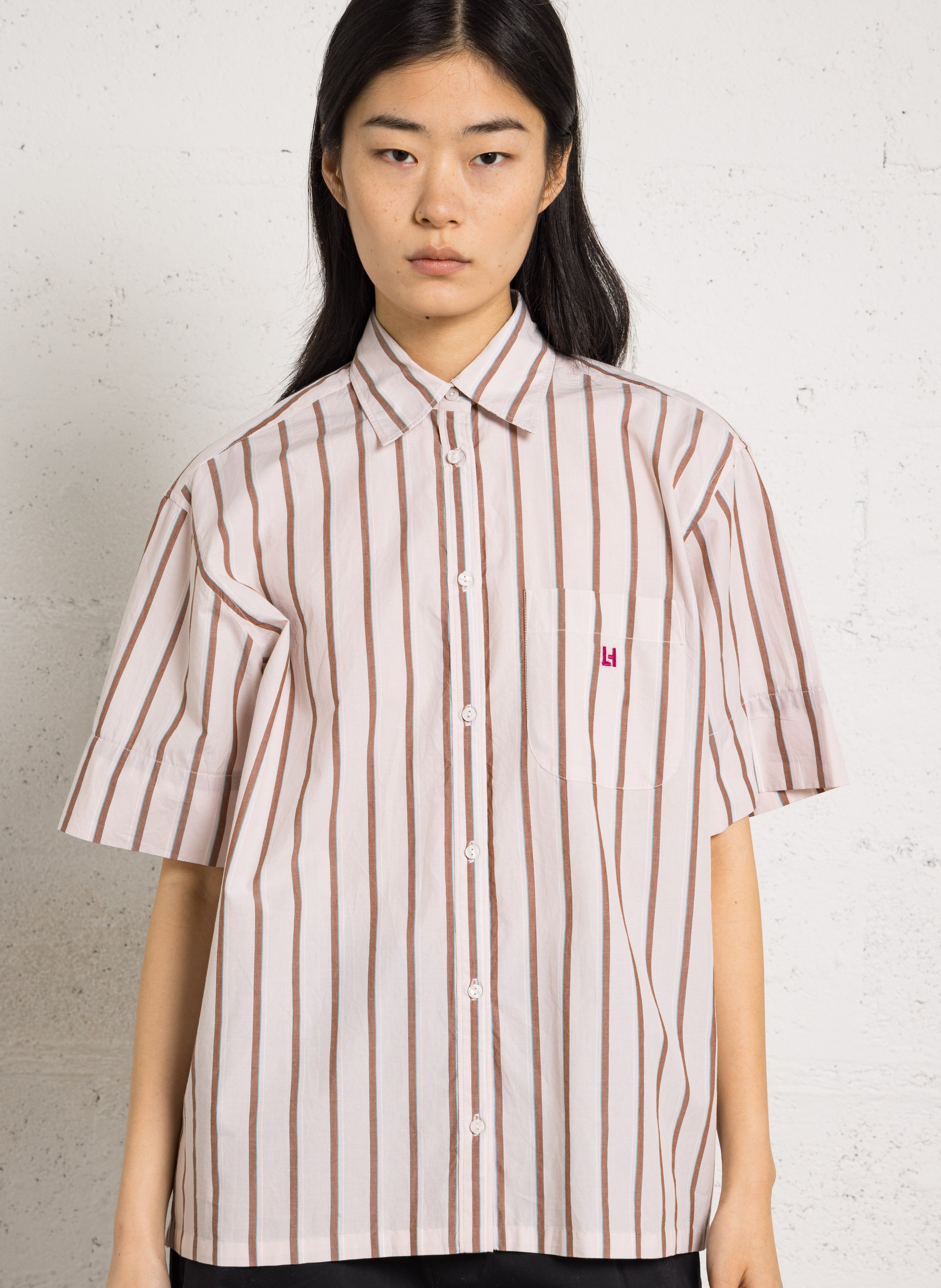 Striped straight organic cotton shirt LEON & HARPER