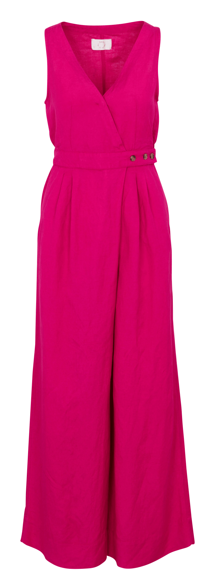 V-neck linen-blend jumpsuit DES PETITS HAUTS Pink