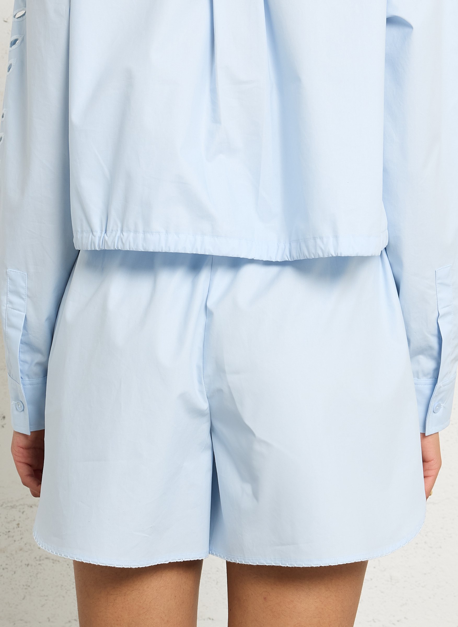 Short brodé en coton  BERENICE Bleu