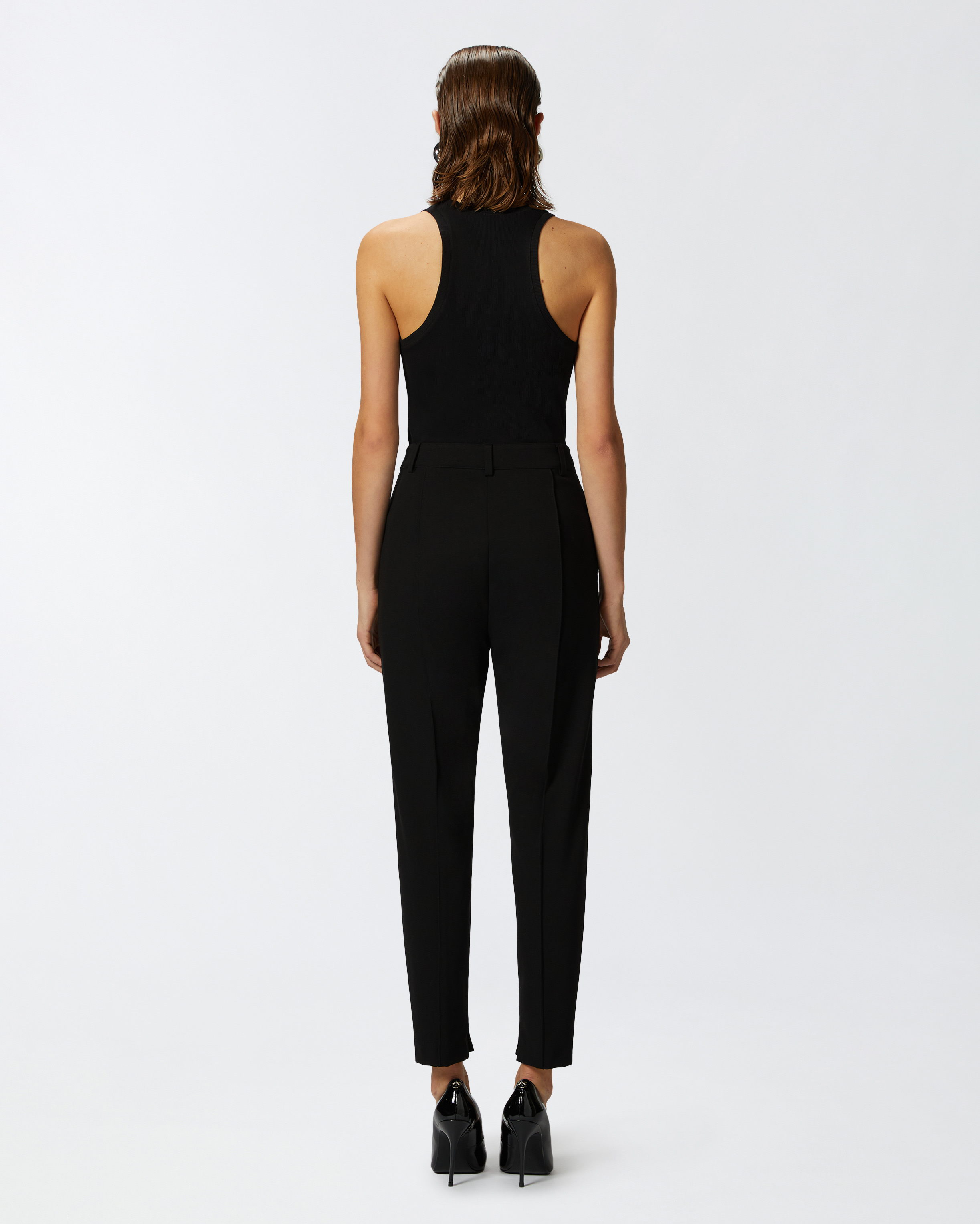 Top côtelé à logo PINKO Noir