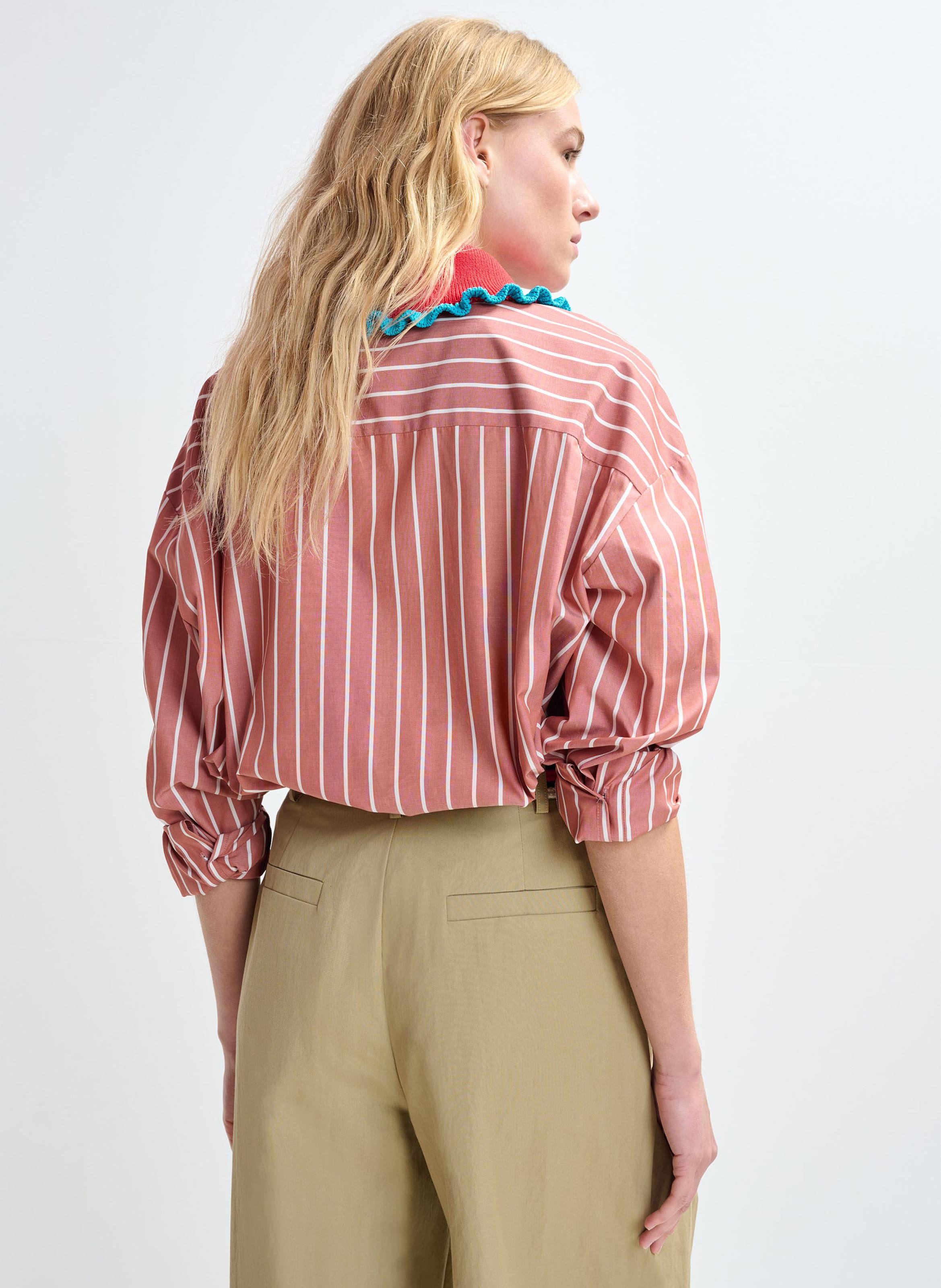 Camicia oversize collo classico in cotone a righe ESSENTIEL ANTWERP Arancio