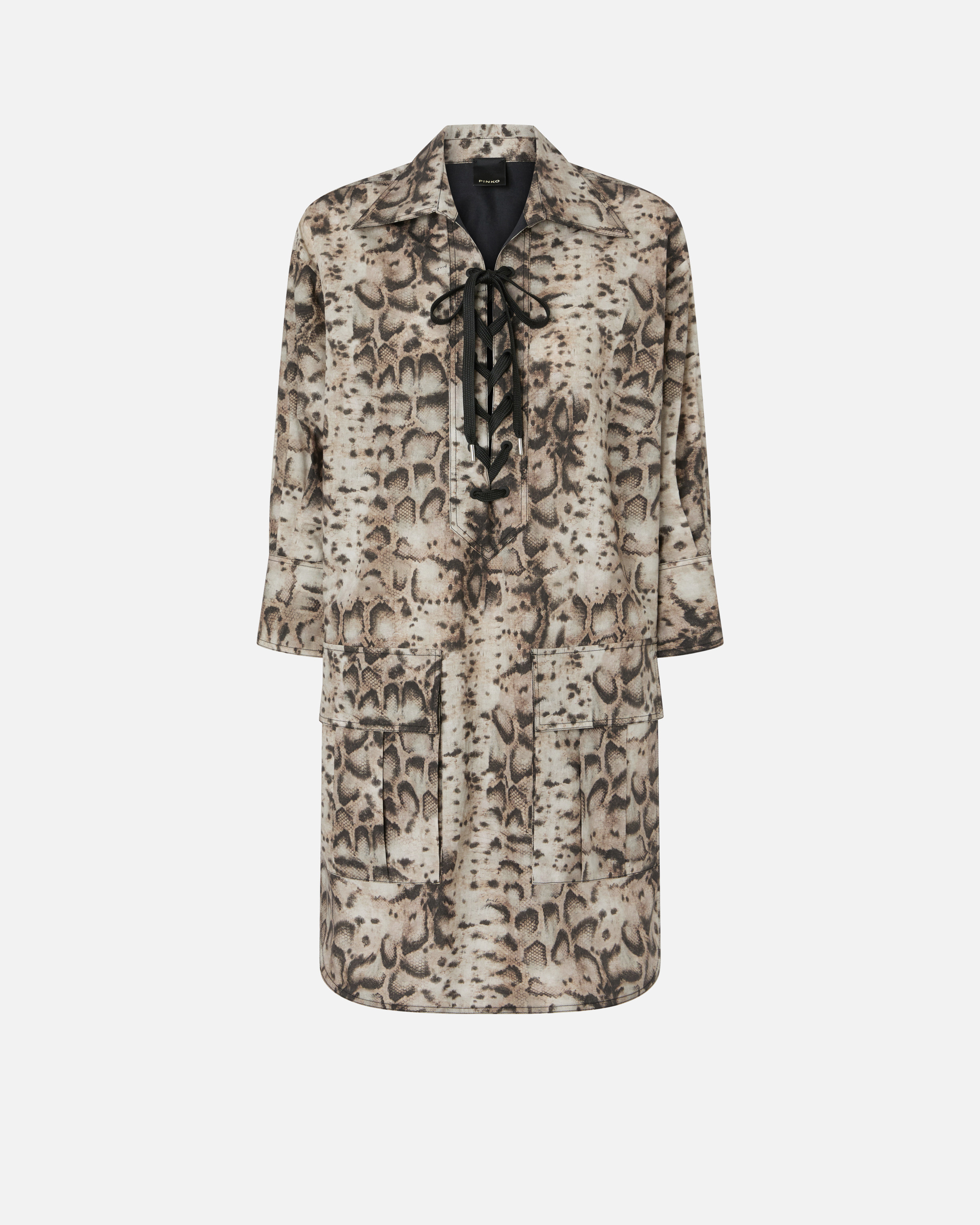 Robe courte avec imprimé serpent et liens à nouer à l'encolure PINKO Multicolore