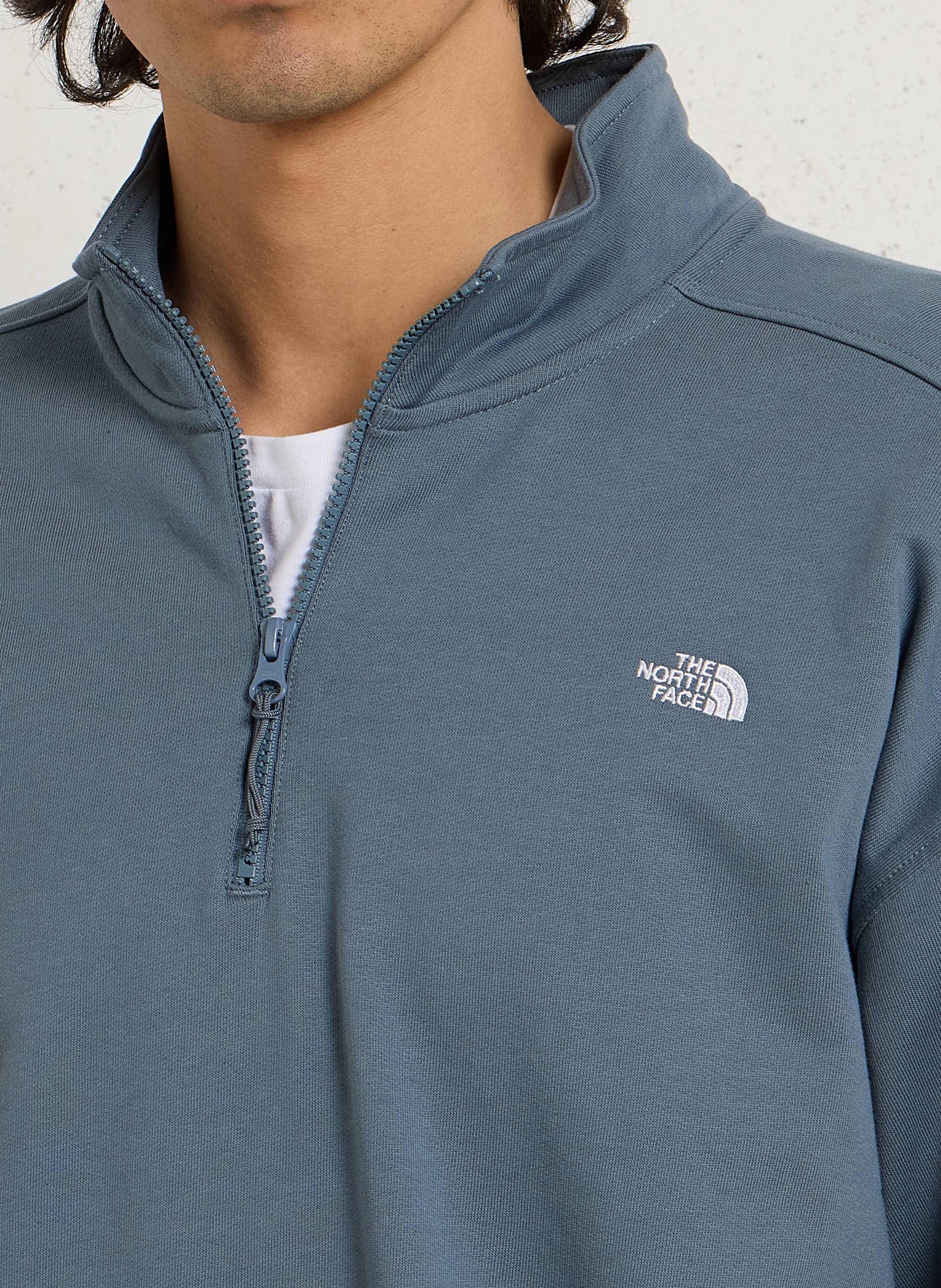 Straight sweatshirt with trucker collar embroidered in cotton THE NORTH FACE Grey