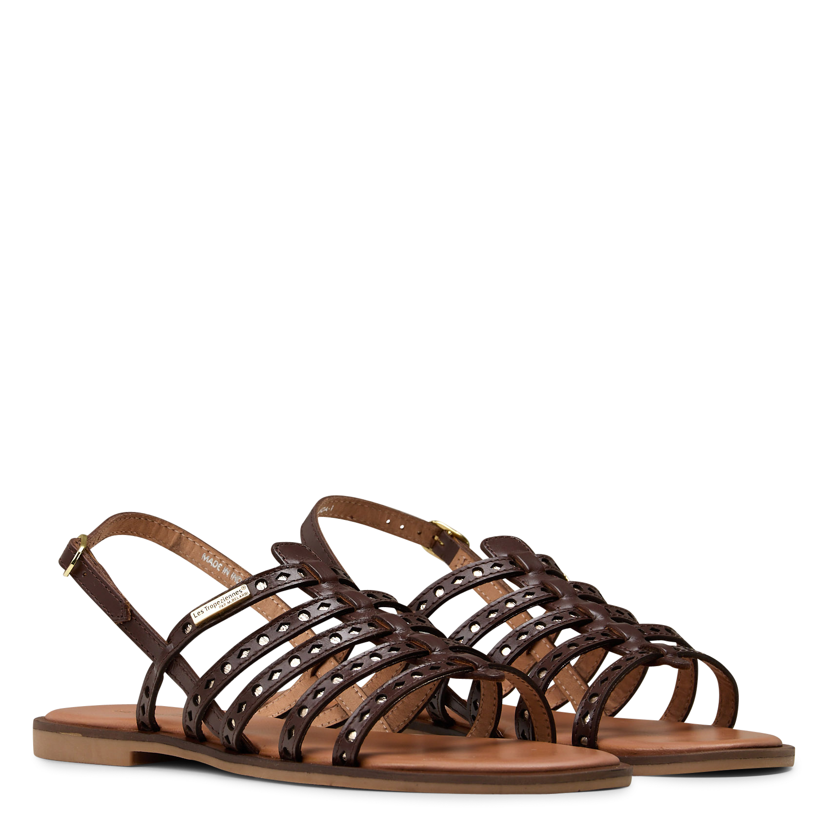 Avarca Berlin - Flache Ledersandalen mit Samt LES TROPEZIENNES PAR M.BELARBI Braun