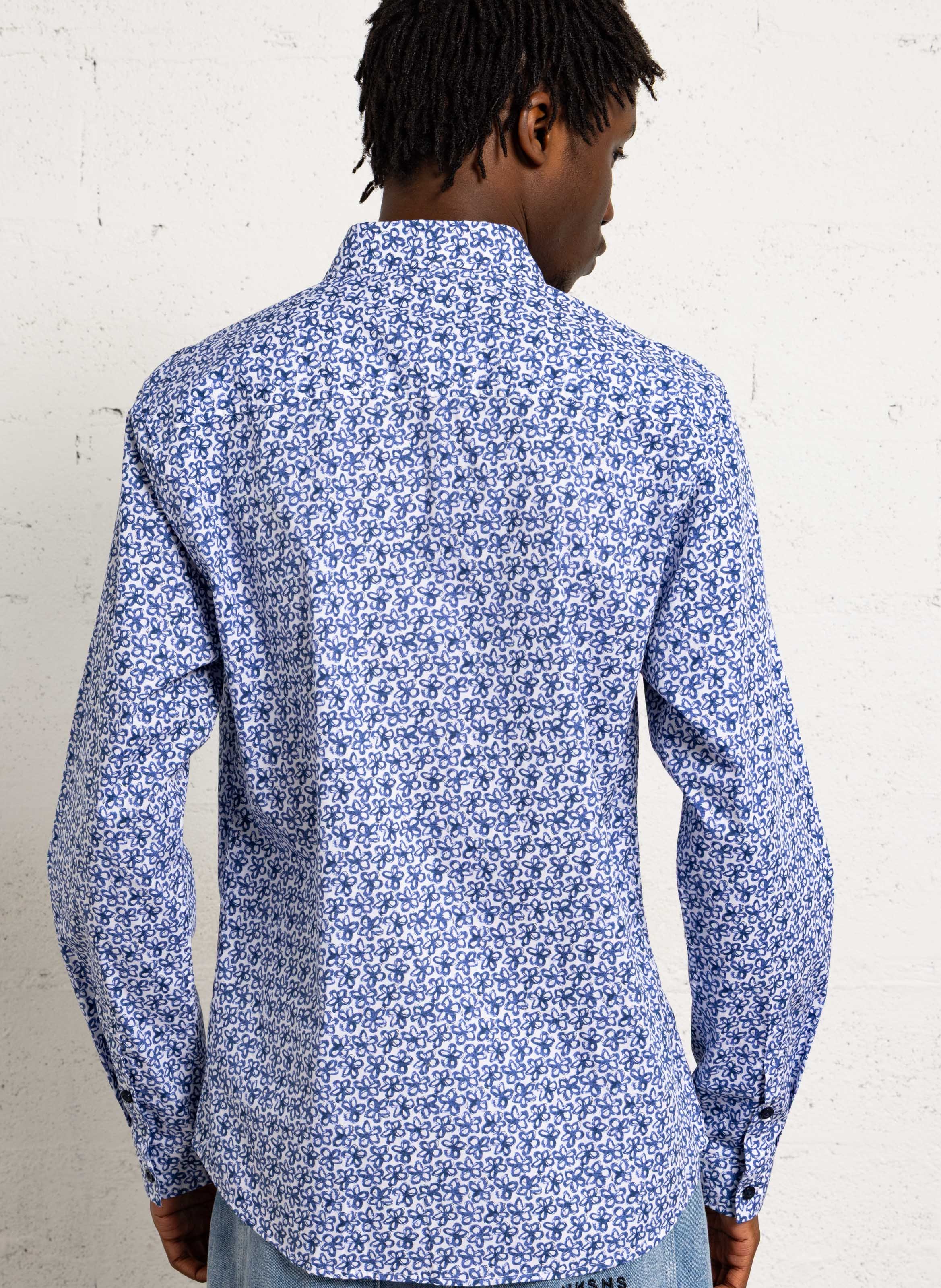 Chemise droite boutonnée à motifs LE TEMPS DES CERISES Bleu