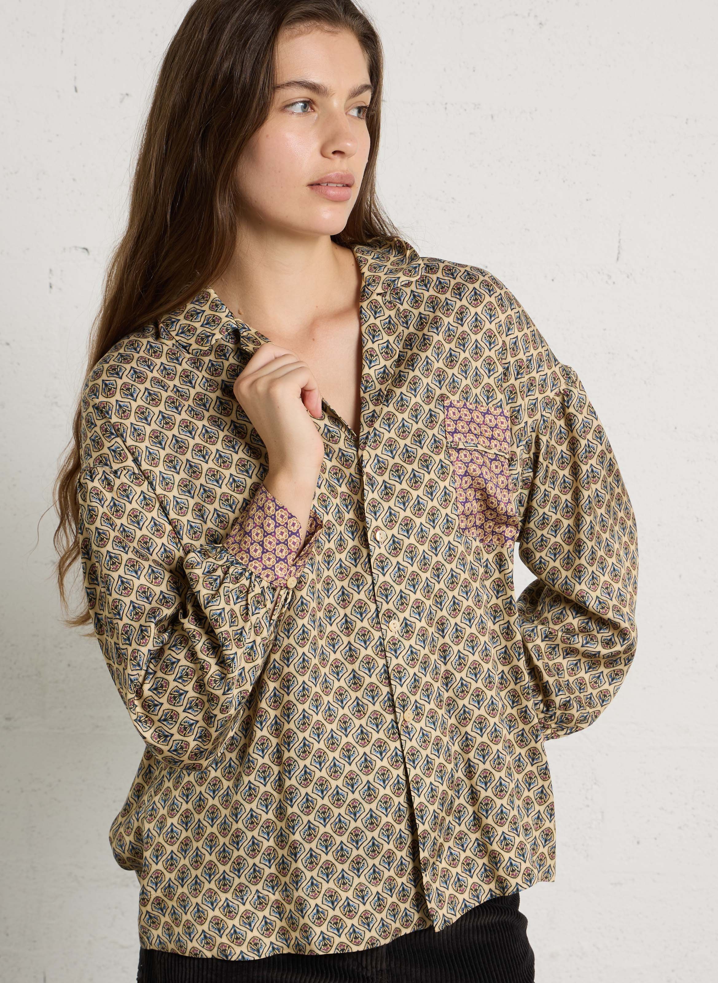 Tailored collar straight printed shirt MOMONI Multicolored