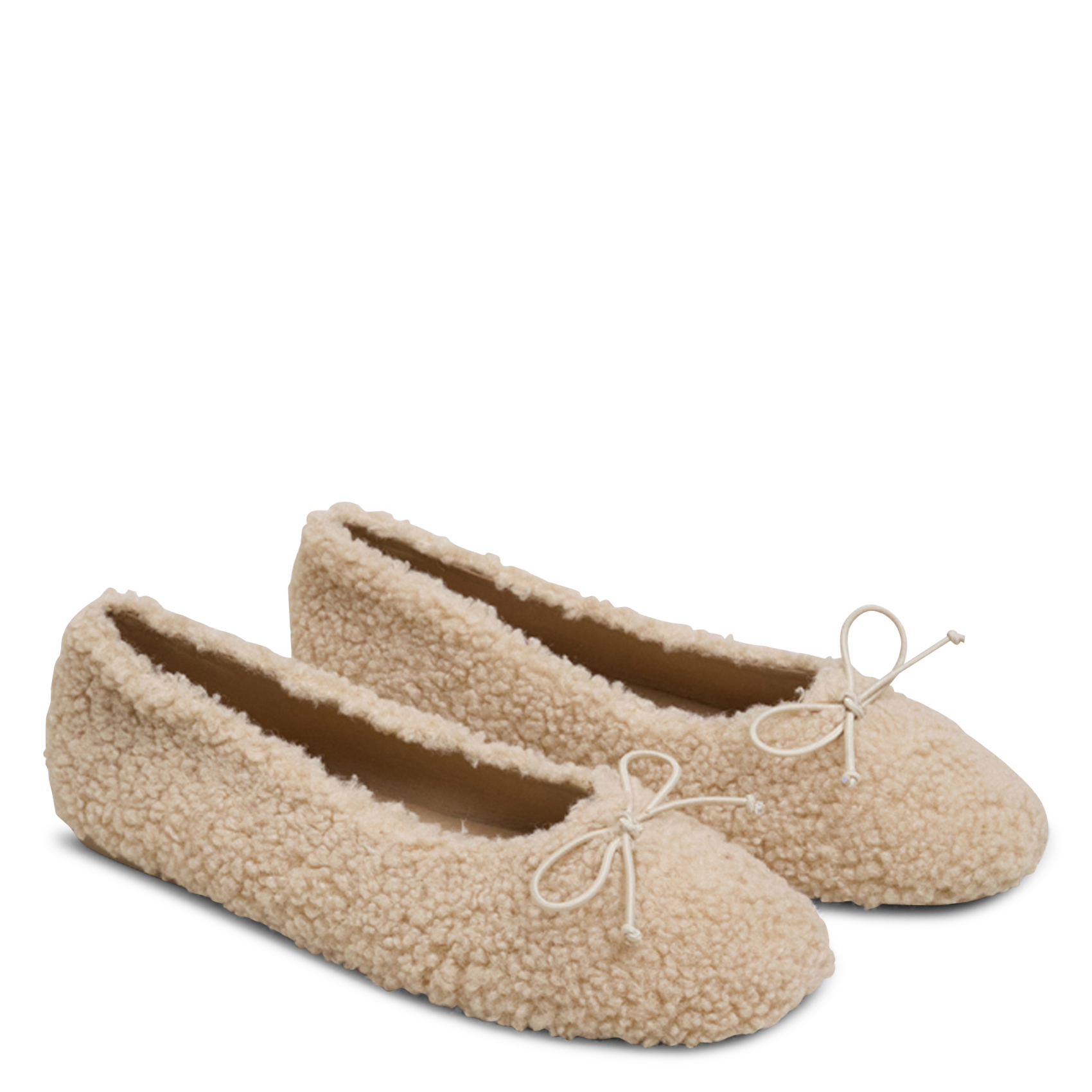 Round-Toe Sherpa Ballet Flats JONAK Beige
