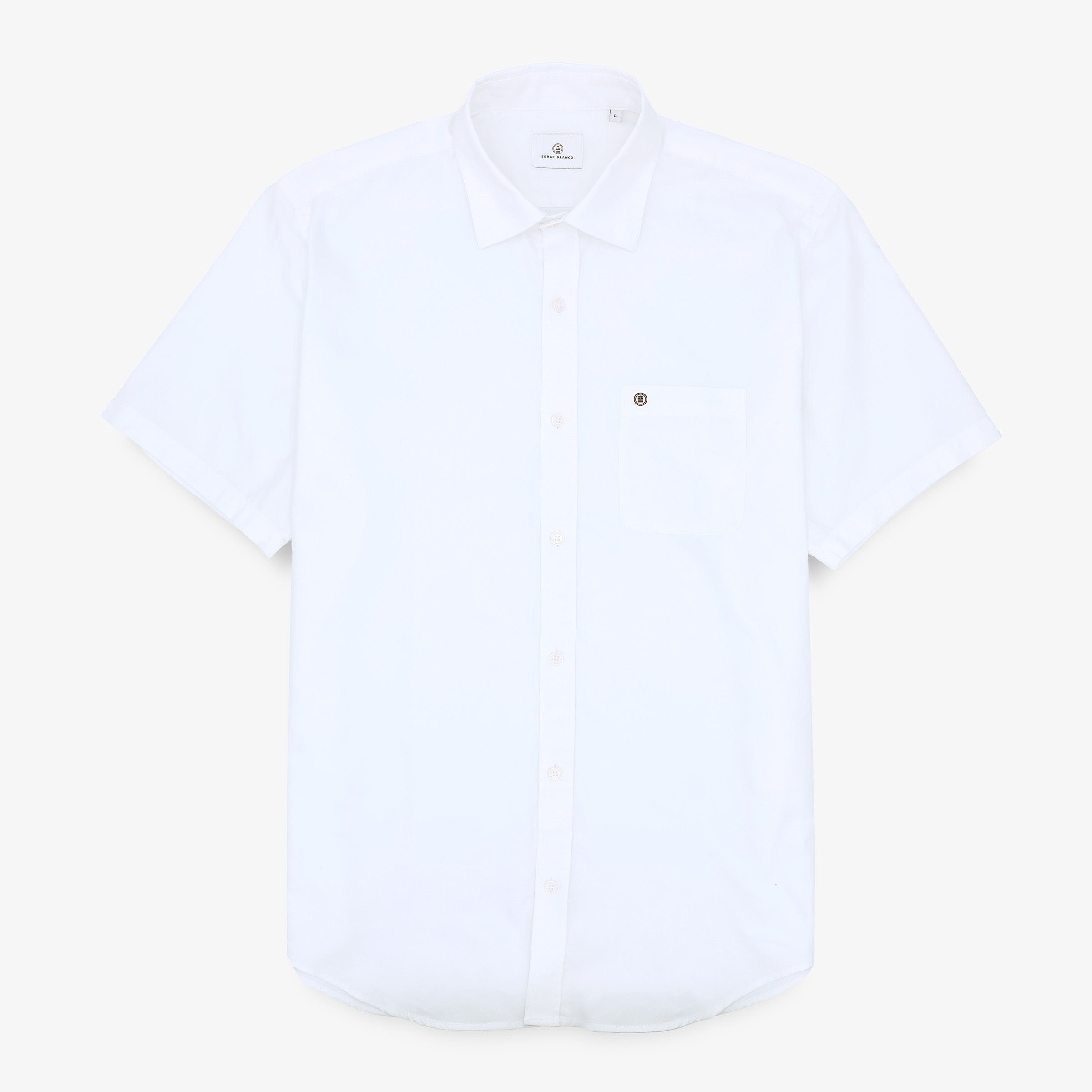 Short-sleeved Oxford fabric shirt with print SERGE BLANCO White