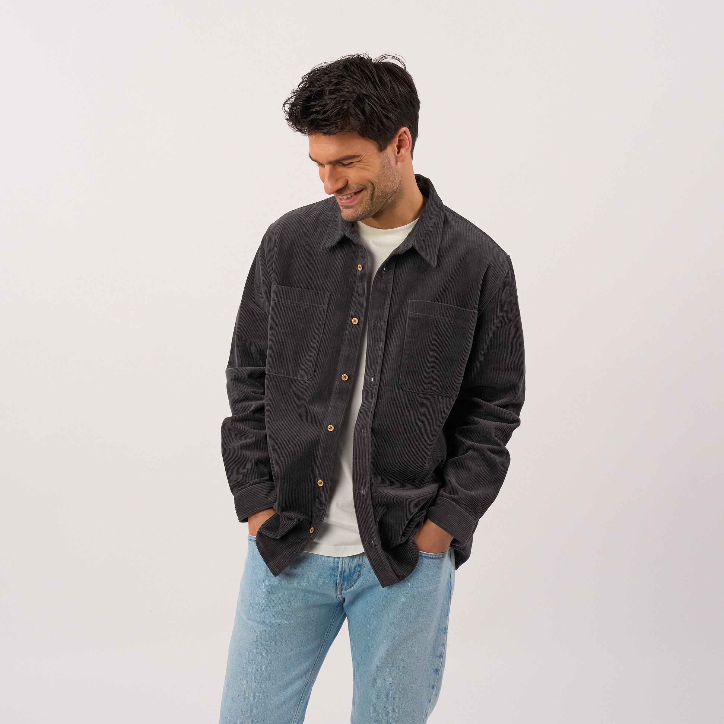 Oversized velvet overshirt BILLYBELT Grey