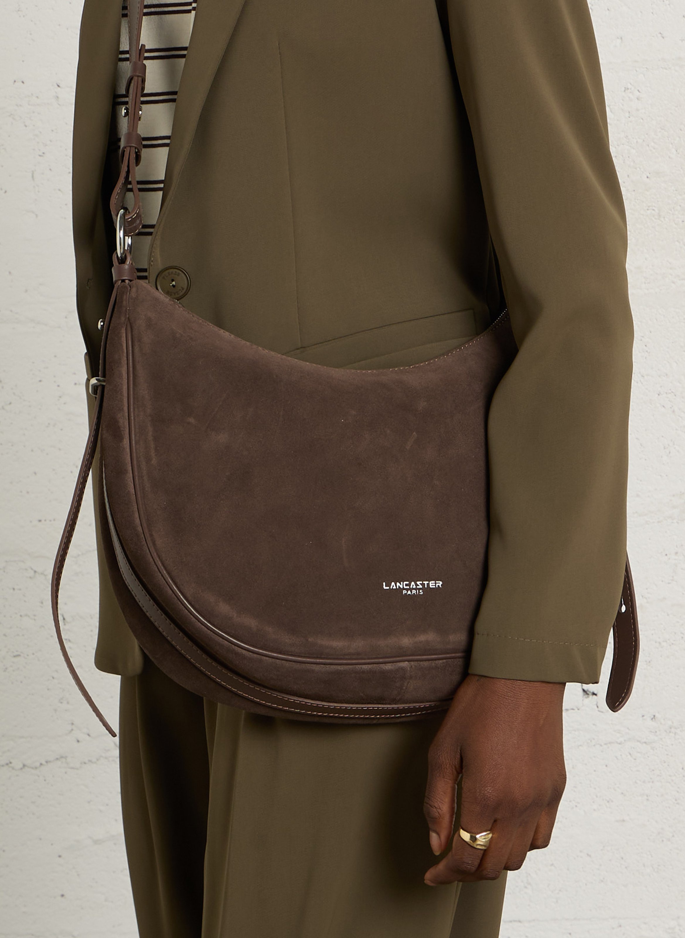 Leather shoulder bag LANCASTER PARIS Brown