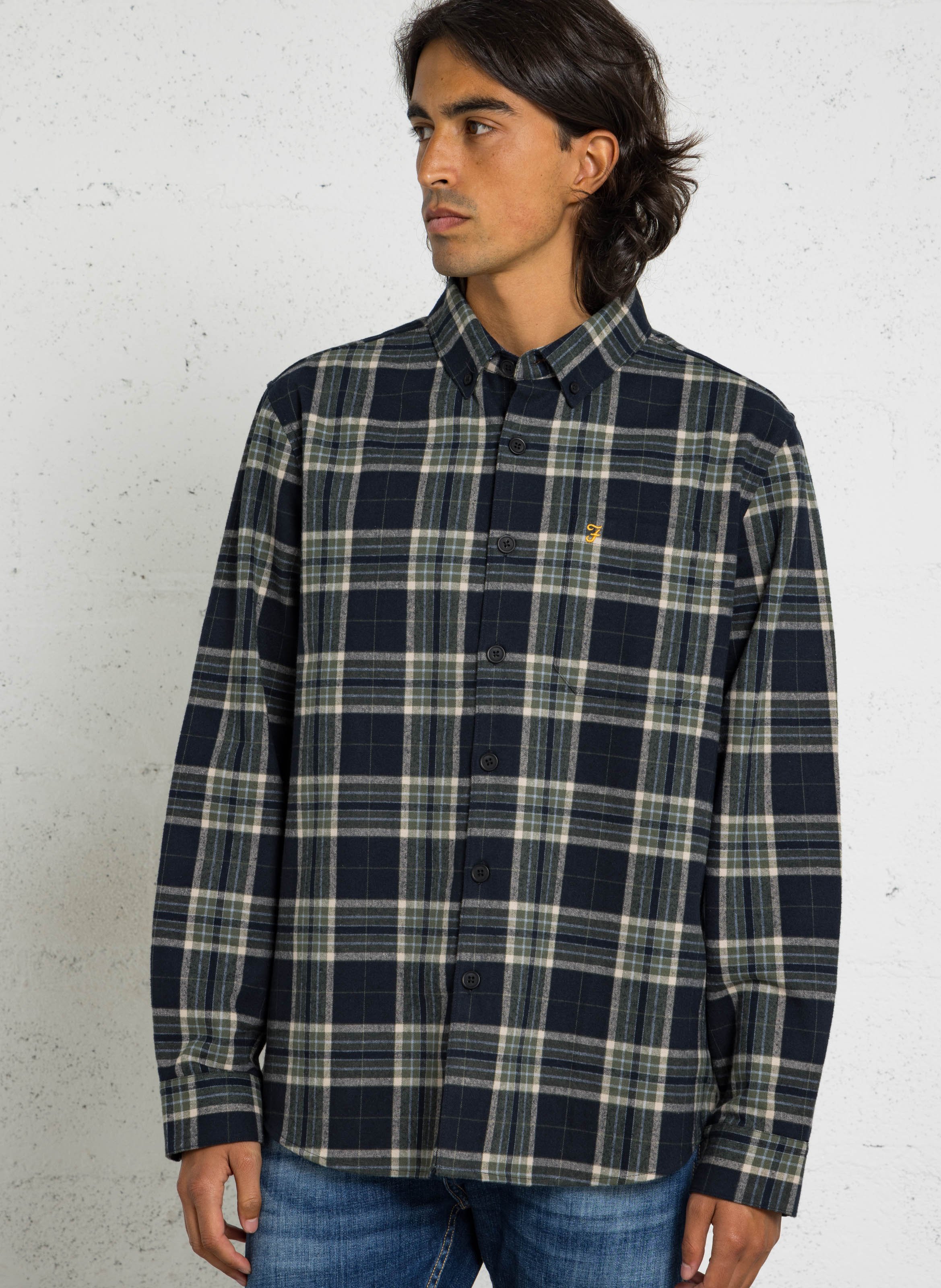 Chemise col américain en coton bio FARAH Vert