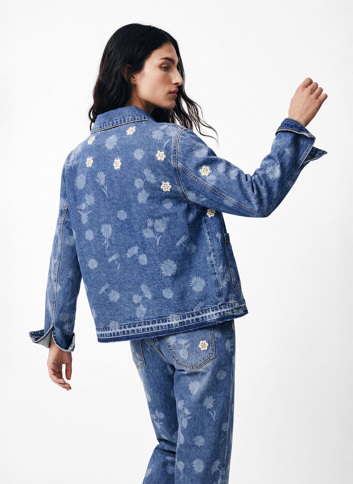 Veste col classique en denim de coton DESIGUAL Bleu