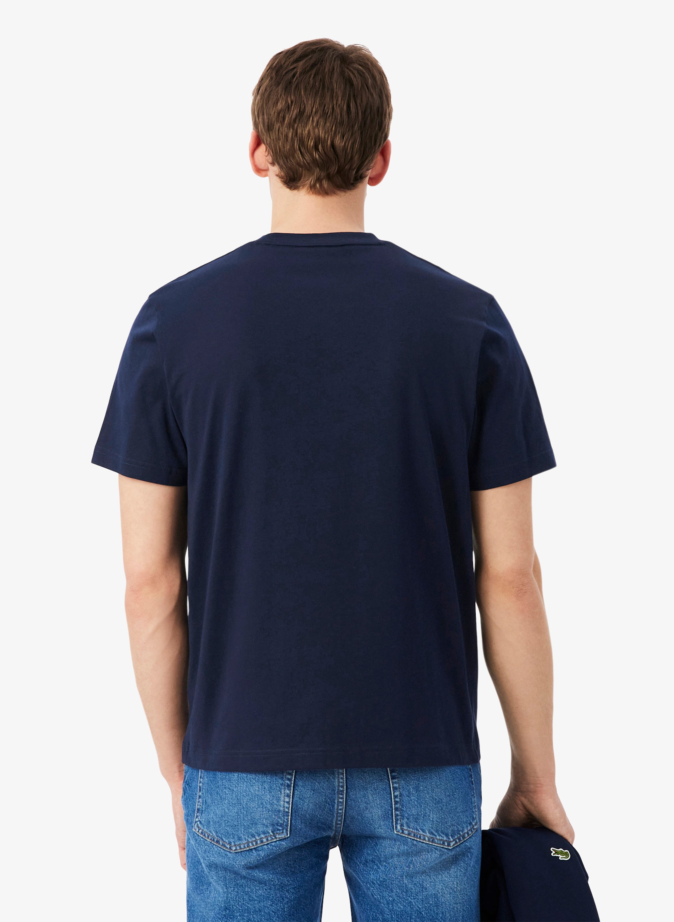 Einfarbiges T-Shirt mit Baumwolllogo LACOSTE Blau