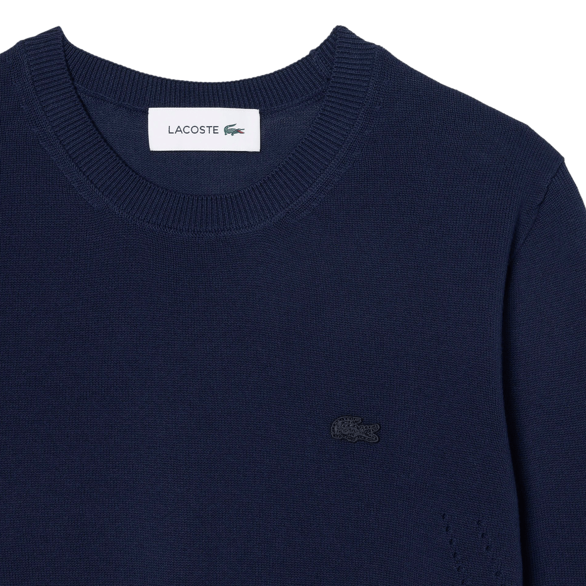 Pull droit col rond en coton LACOSTE Bleu