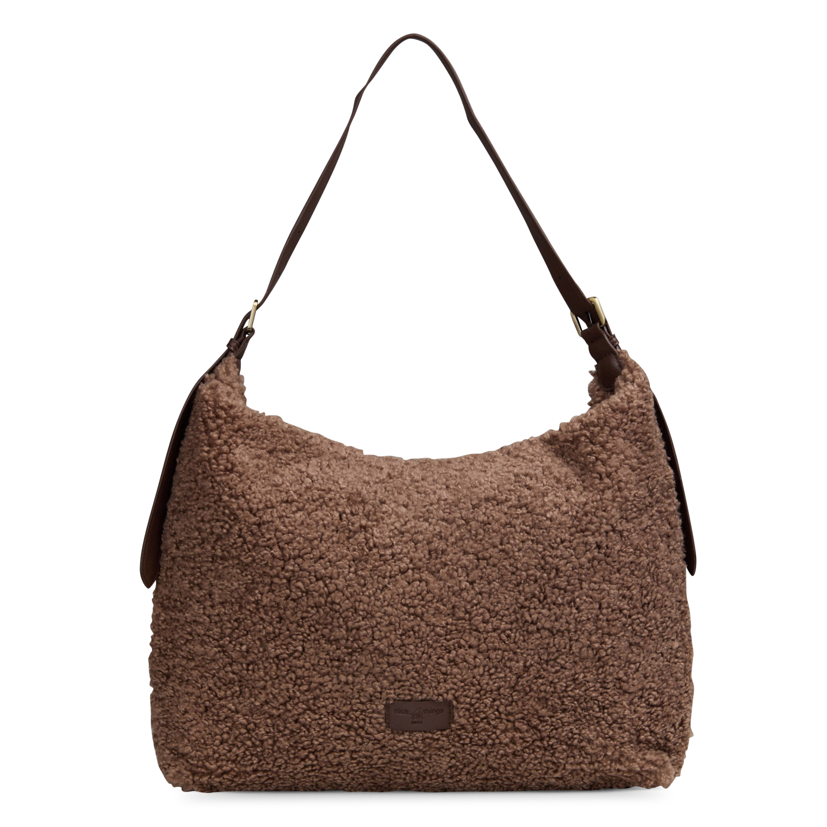 Sac porté épaule en fourrure synthétique NICE THINGS Marron