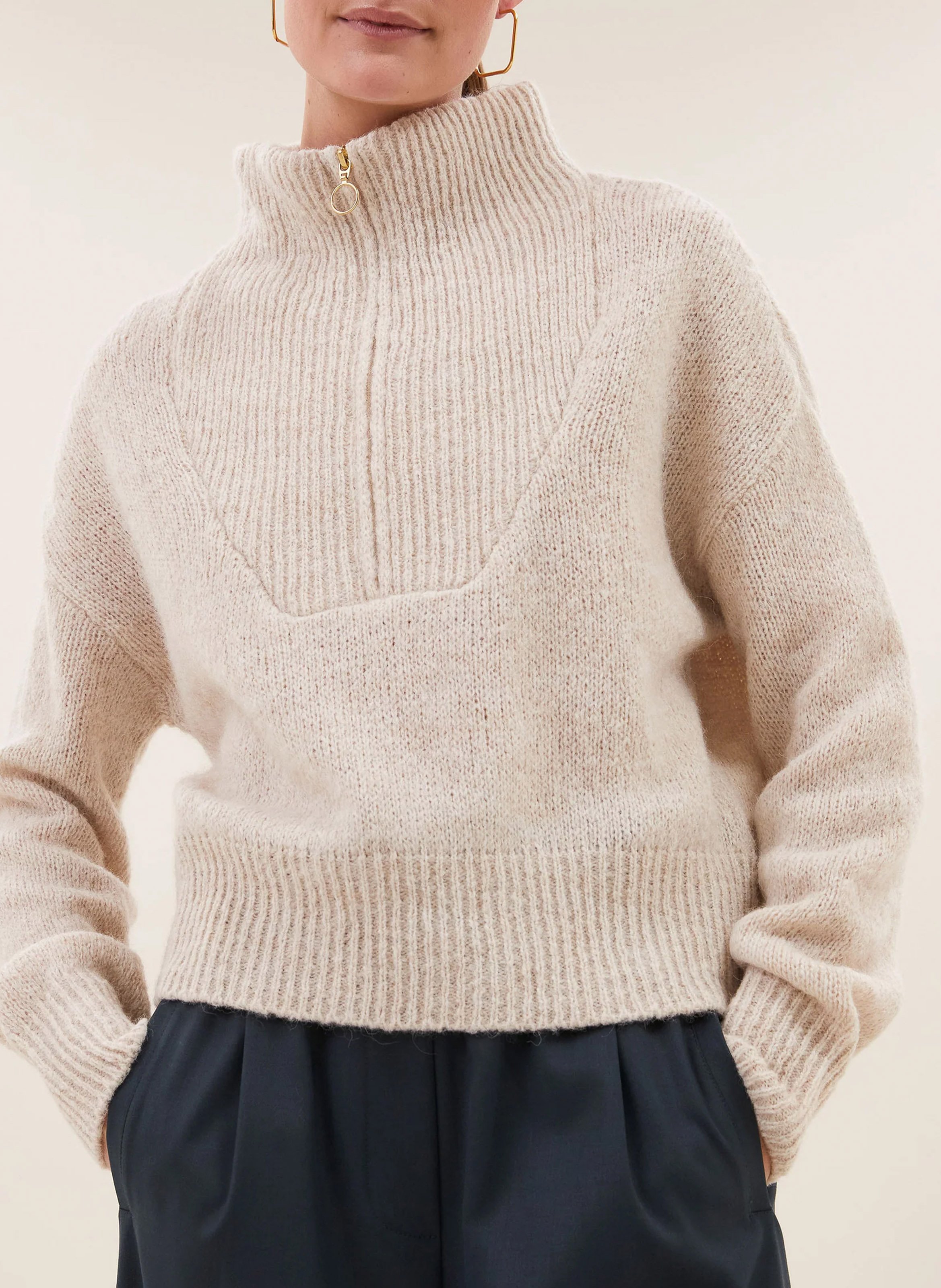Oversized trui met truckerkraag BY BAR Zwart