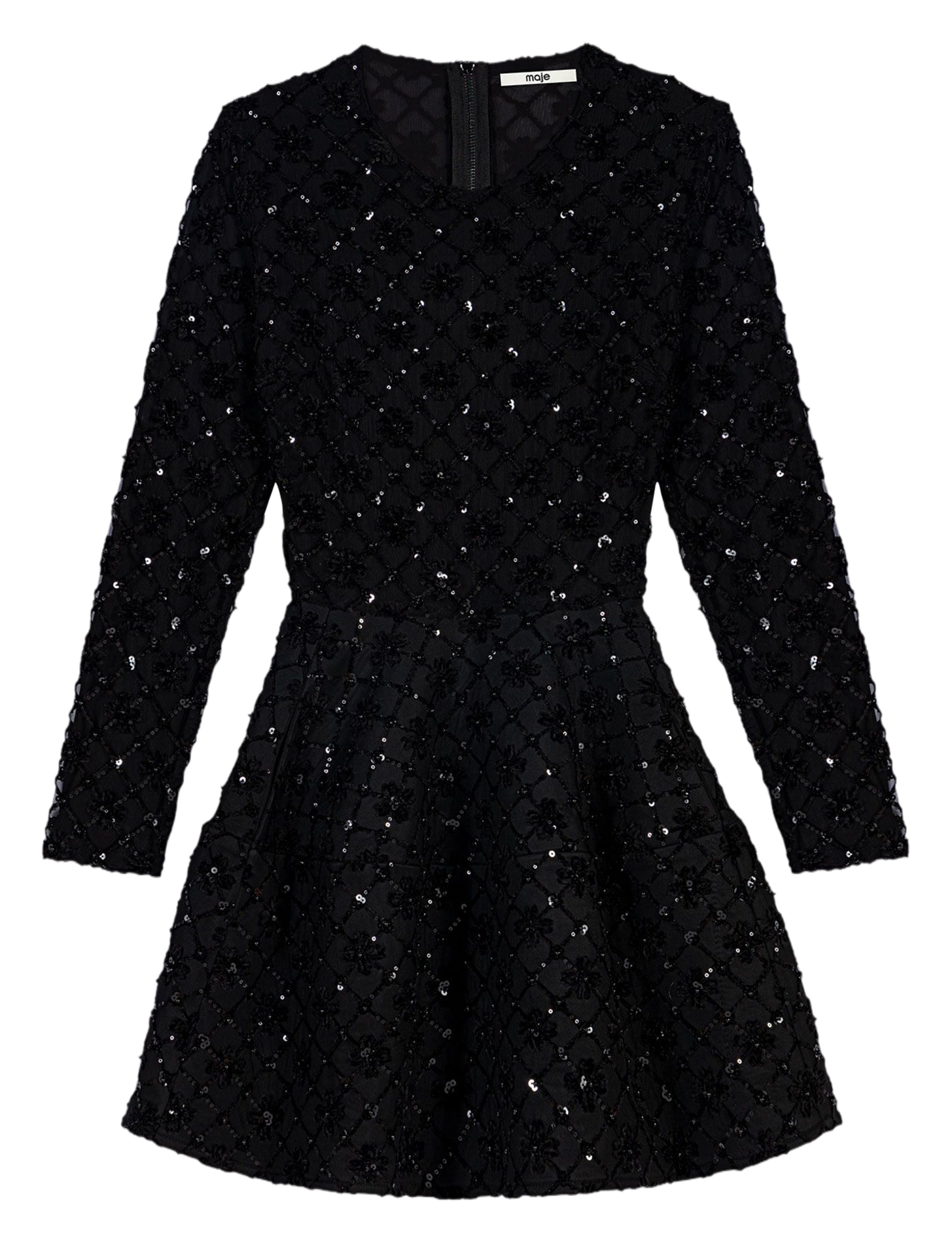 Jupe courte évasée à sequins MAJE Noir