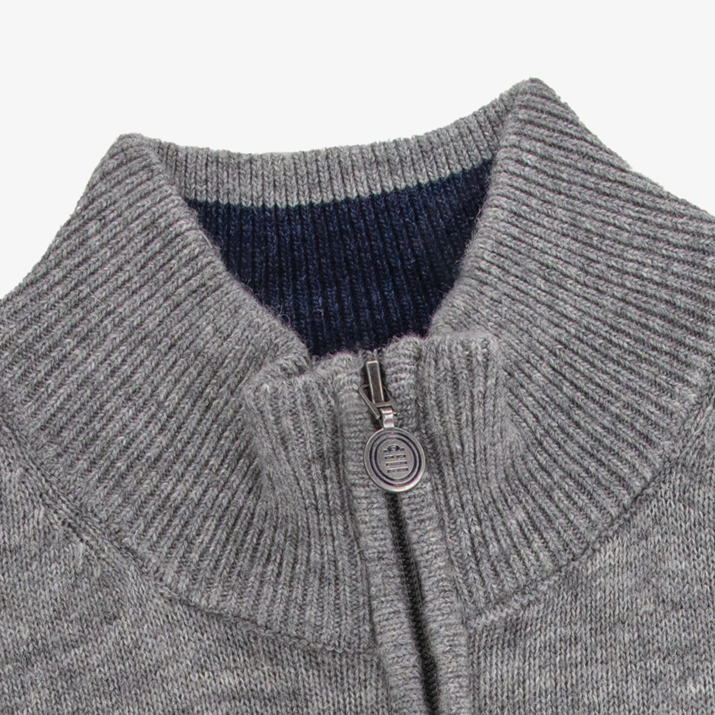 Zip-up high-neck sweater in a wool blend SERGE BLANCO Grey