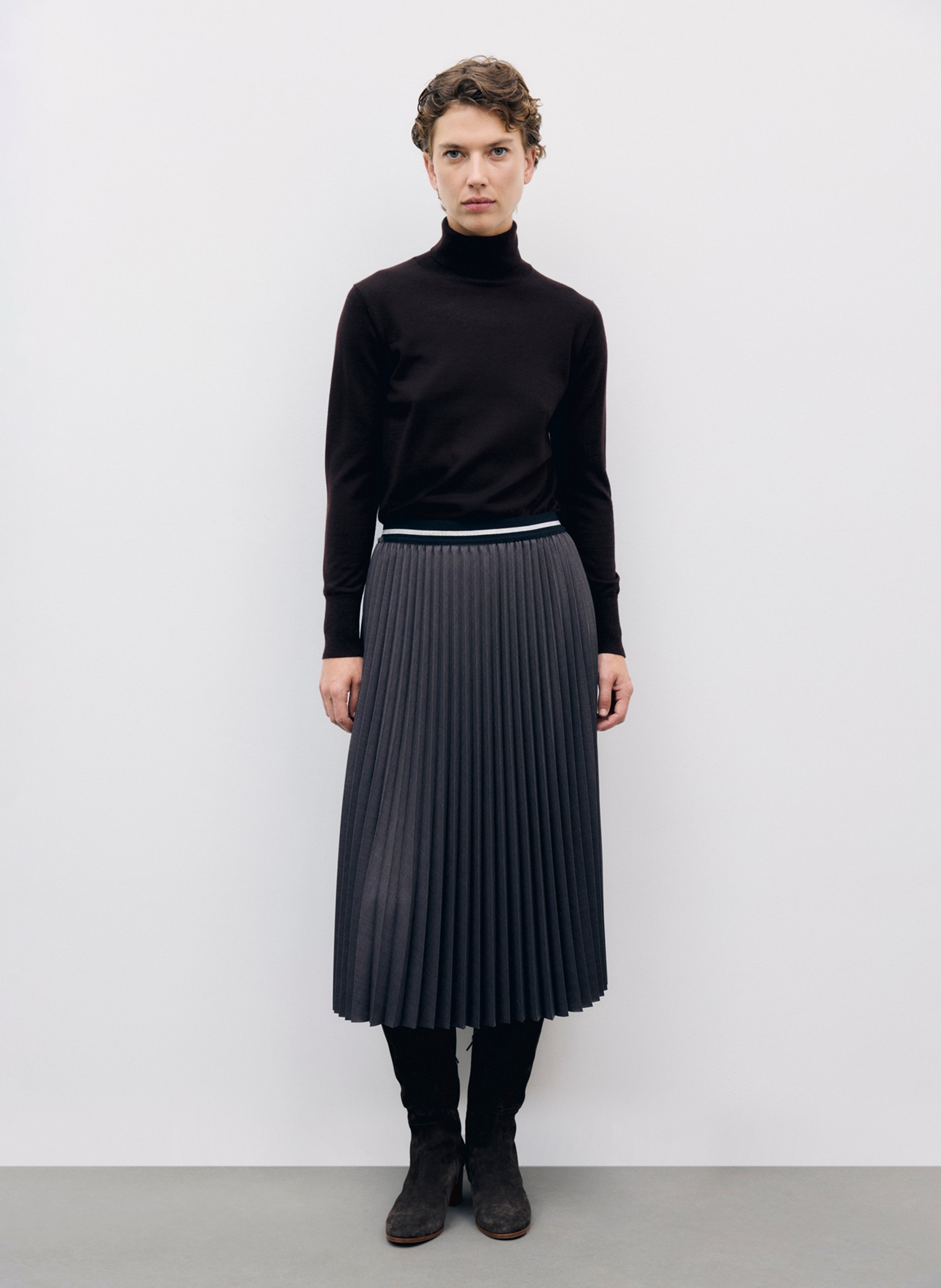 Jupe midi plissée GERARD DAREL Gris