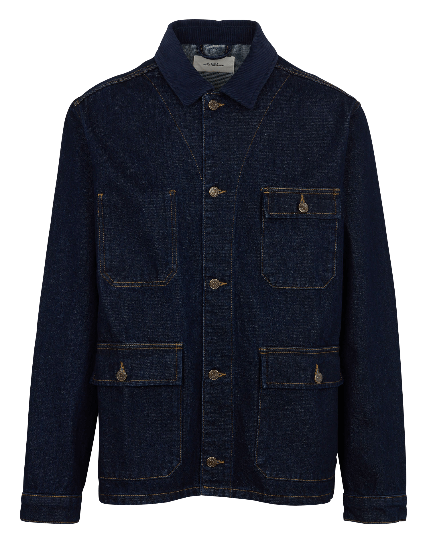 Veste denim droite col classique en coton LES DEUX Bleu