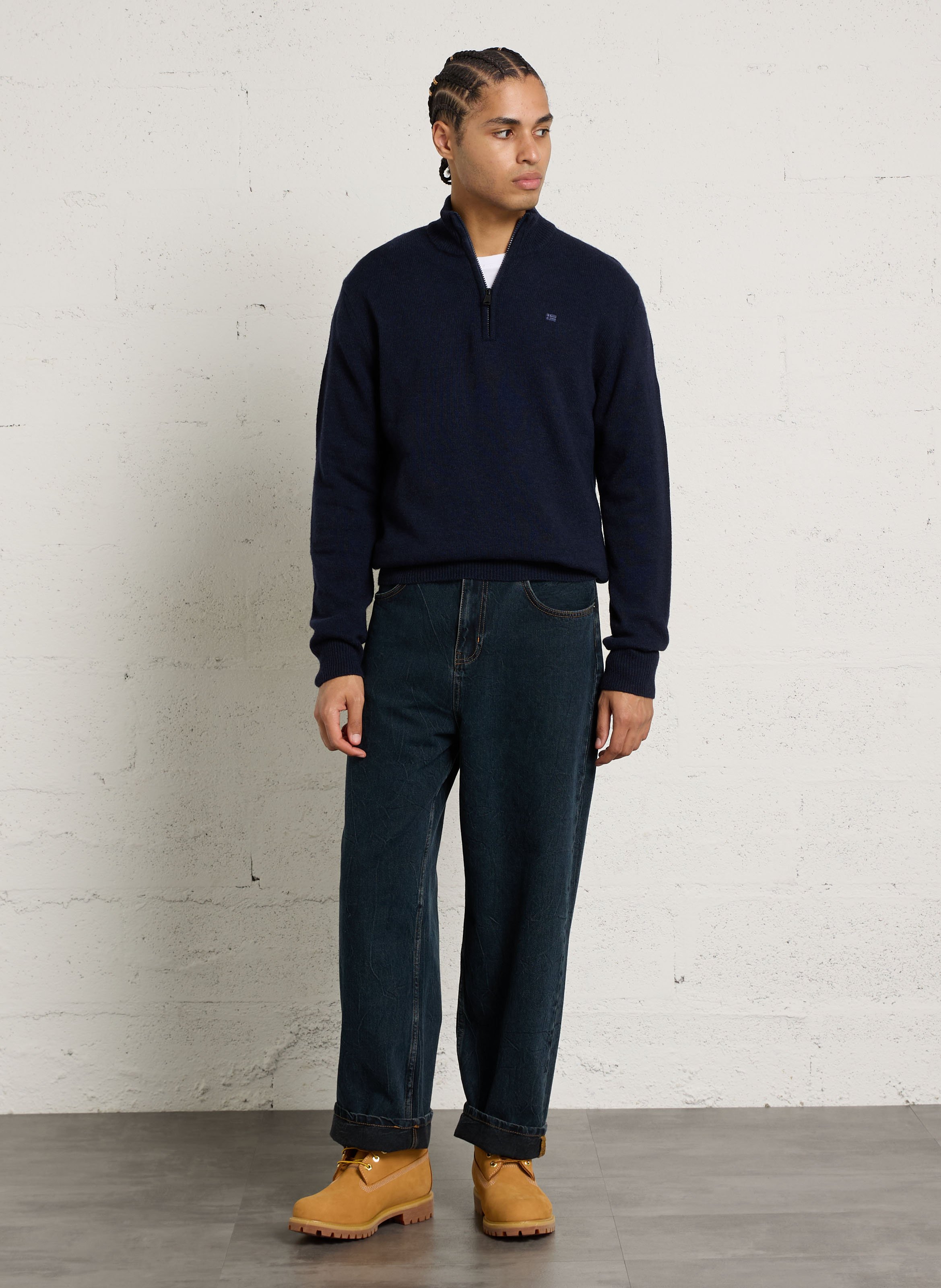 Pull droit en laine mélangée NAPAPIJRI Bleu