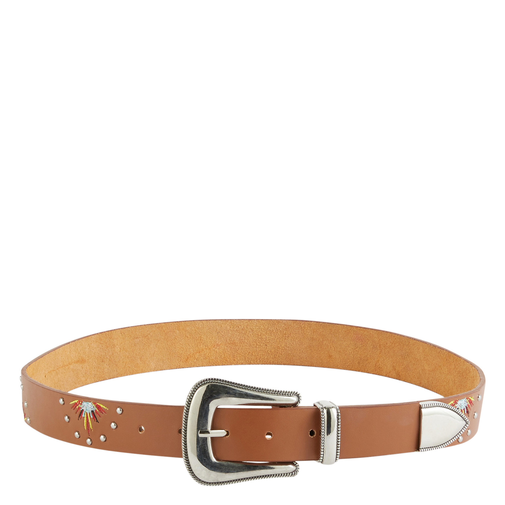 Ceinture brodée en cuir  WILD Marron