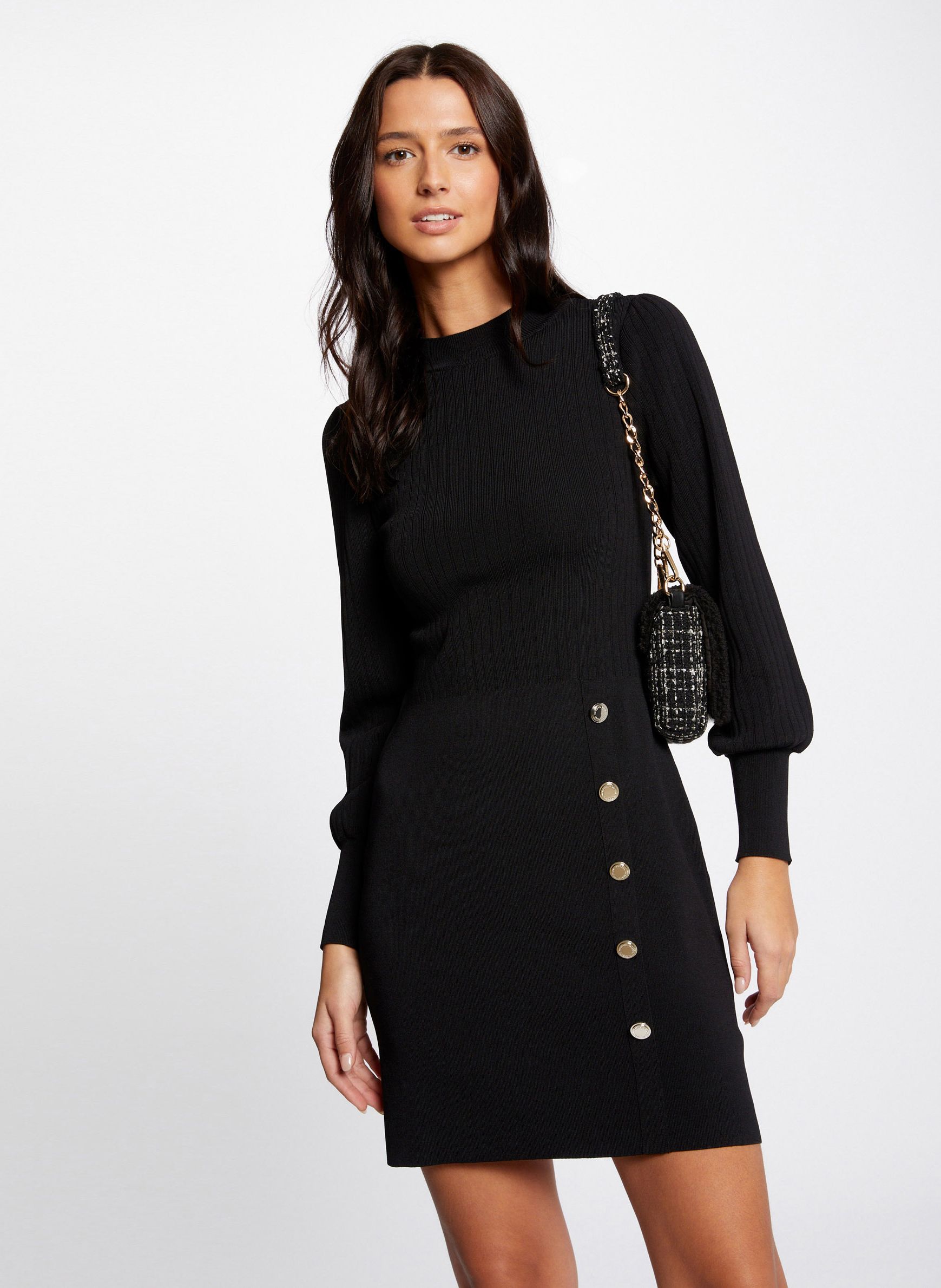 Robe pull ajust e col montant Noir