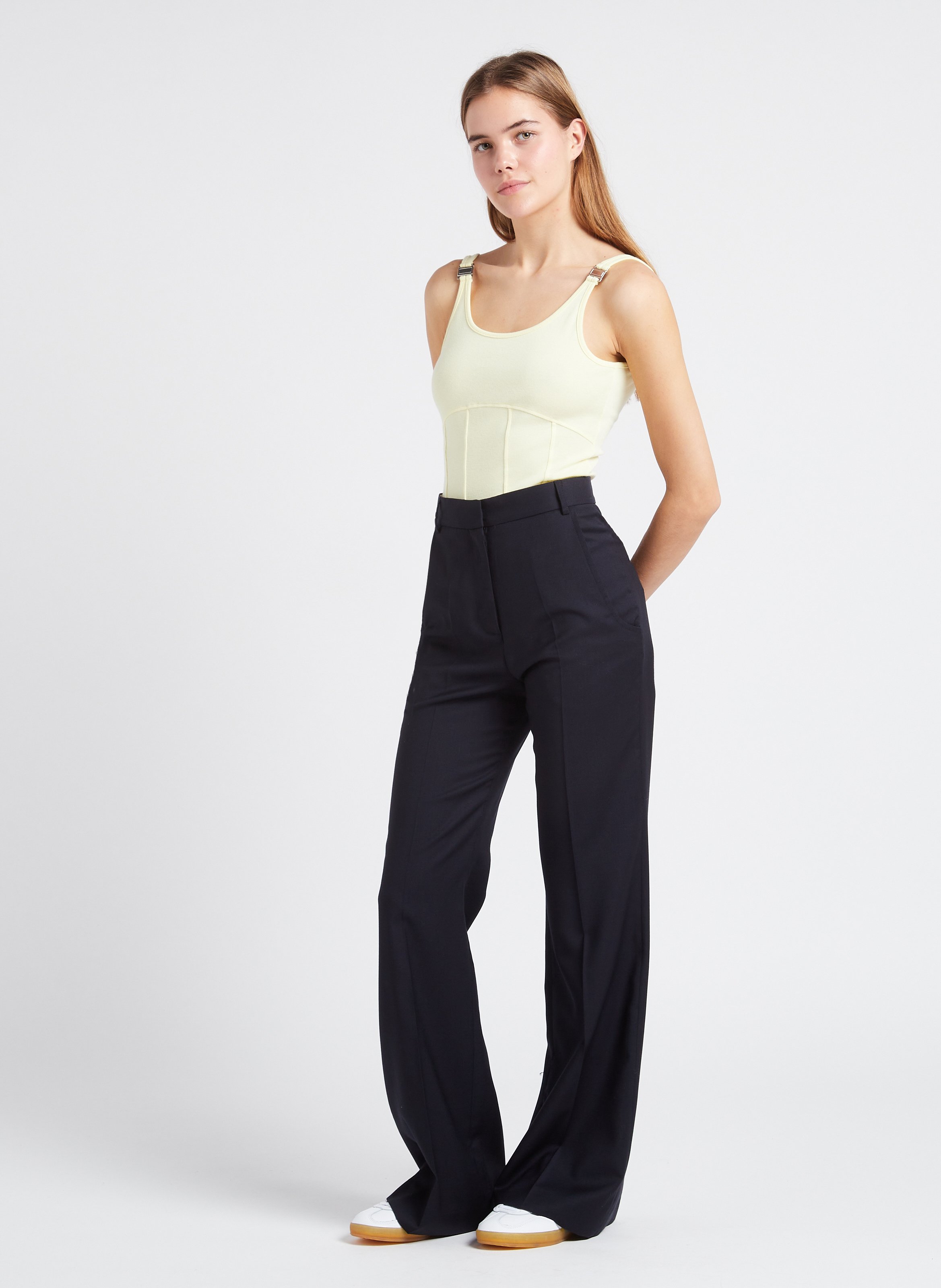 Body à bretelles fines dos nu en coton mélangé  MARGAUX LONNBERG Jaune