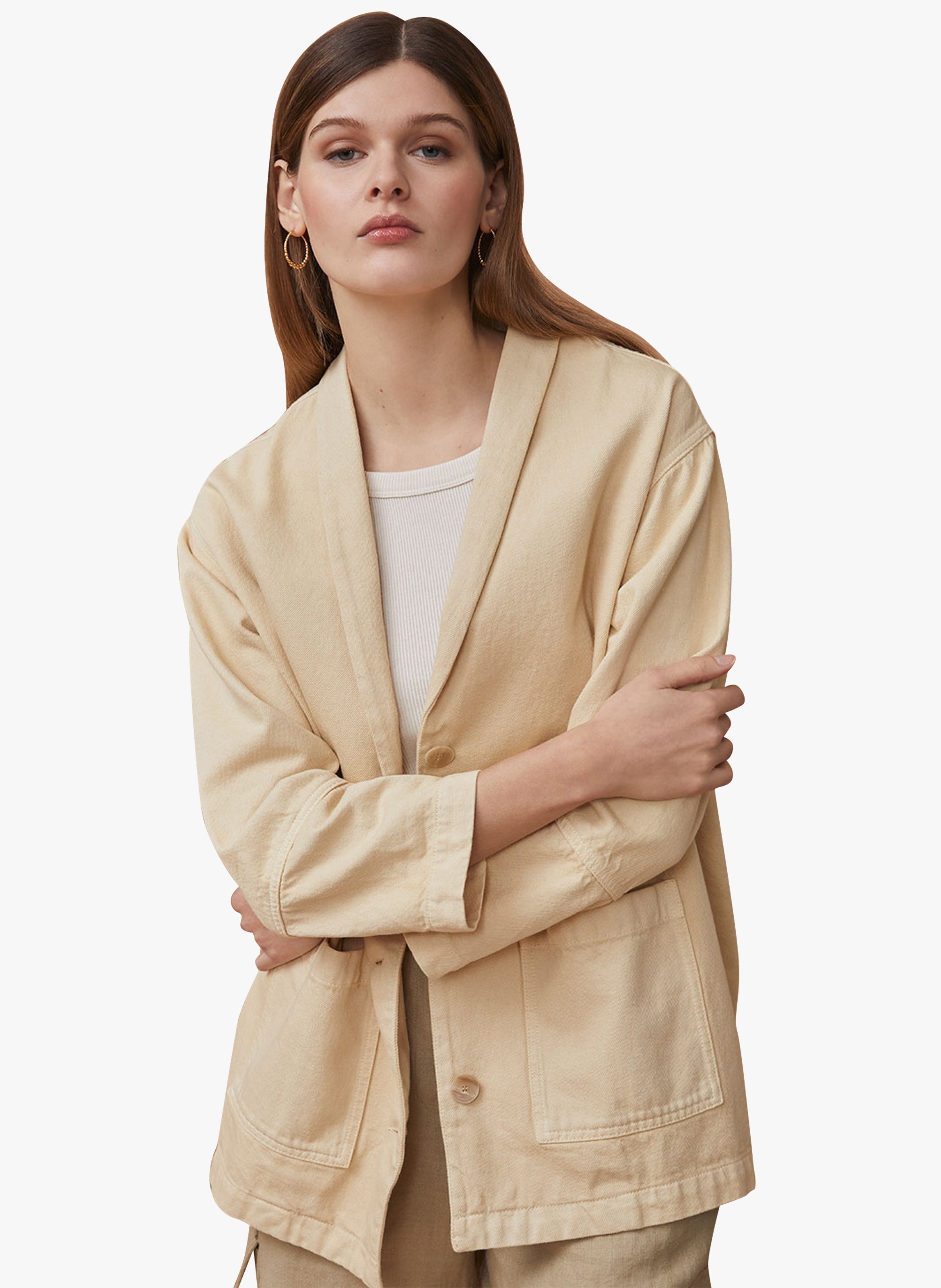 Chaqueta Holgado De Algodón Con Cuello Chal Gres Harris Wilson - Mujer ...
